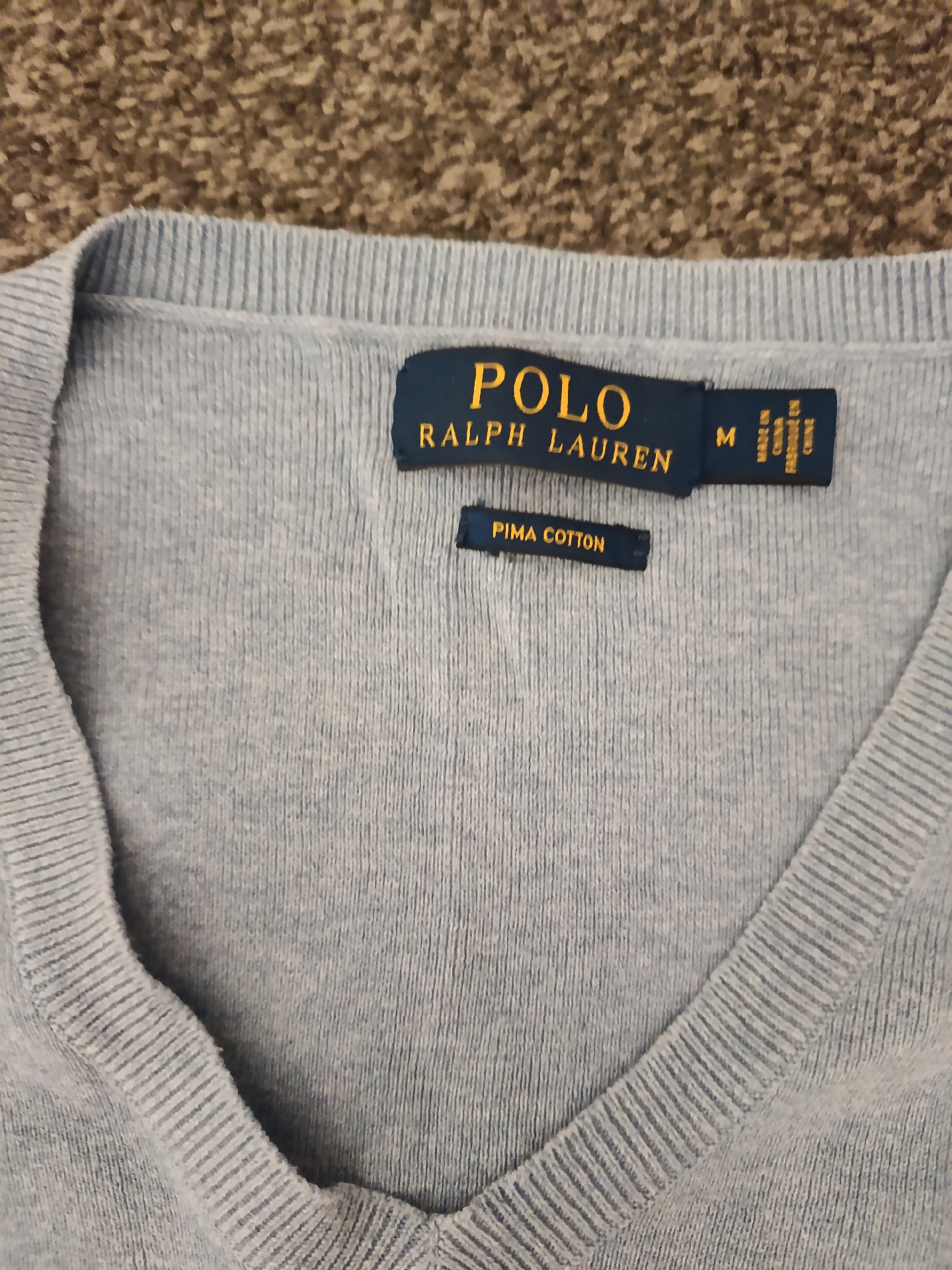 Polo Ralph Lauren Light Blue V-Neck Pima Cotton Sweater — Size M, Polo Ralph Lauren, M, Excellent condition — preloved on SilentSale®