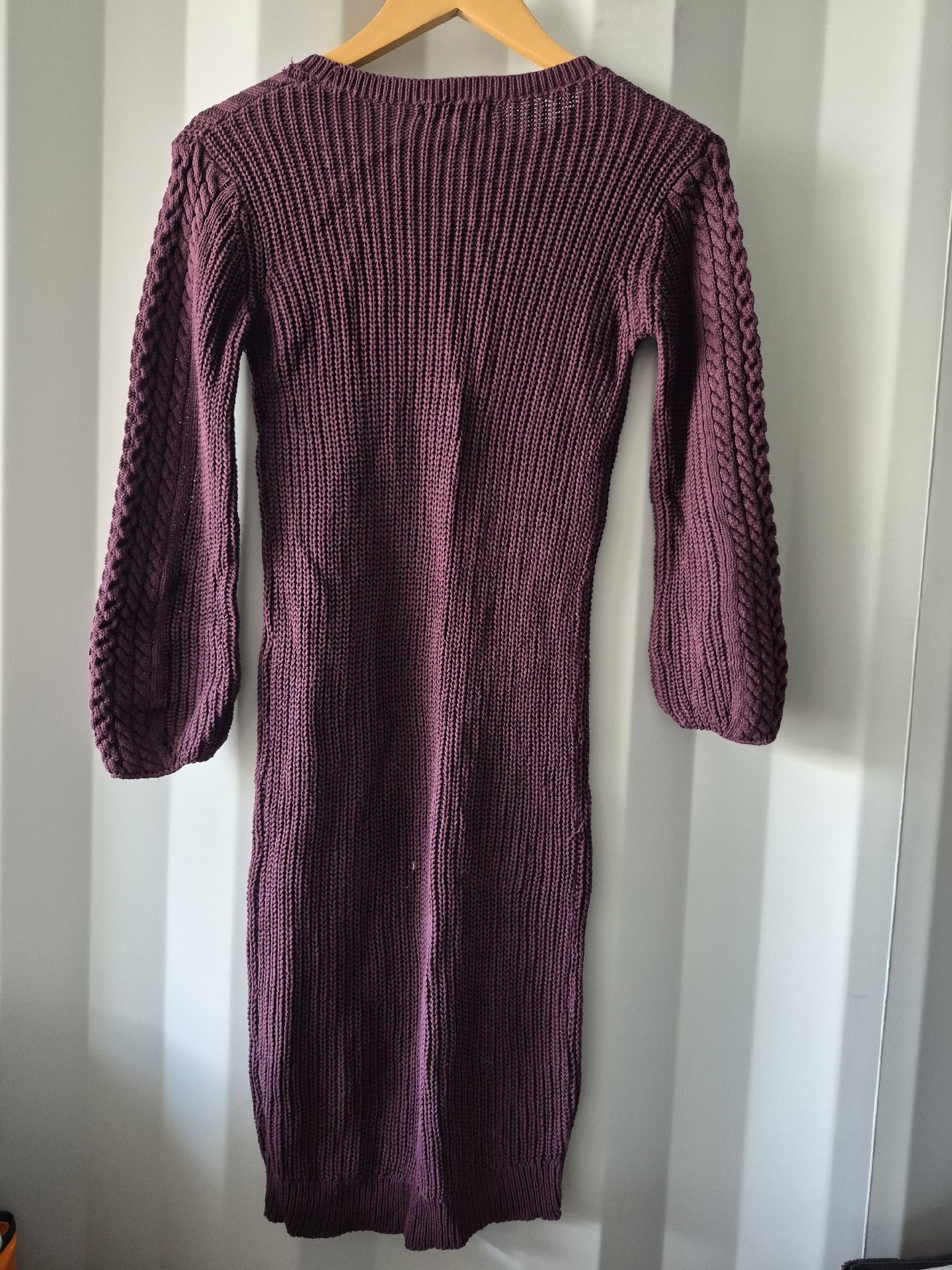 Avenue Plum Purple Cable Knit Longline Jumper Dress – Size 8, Avenue, 8, Excellent condition — preloved on SilentSale®