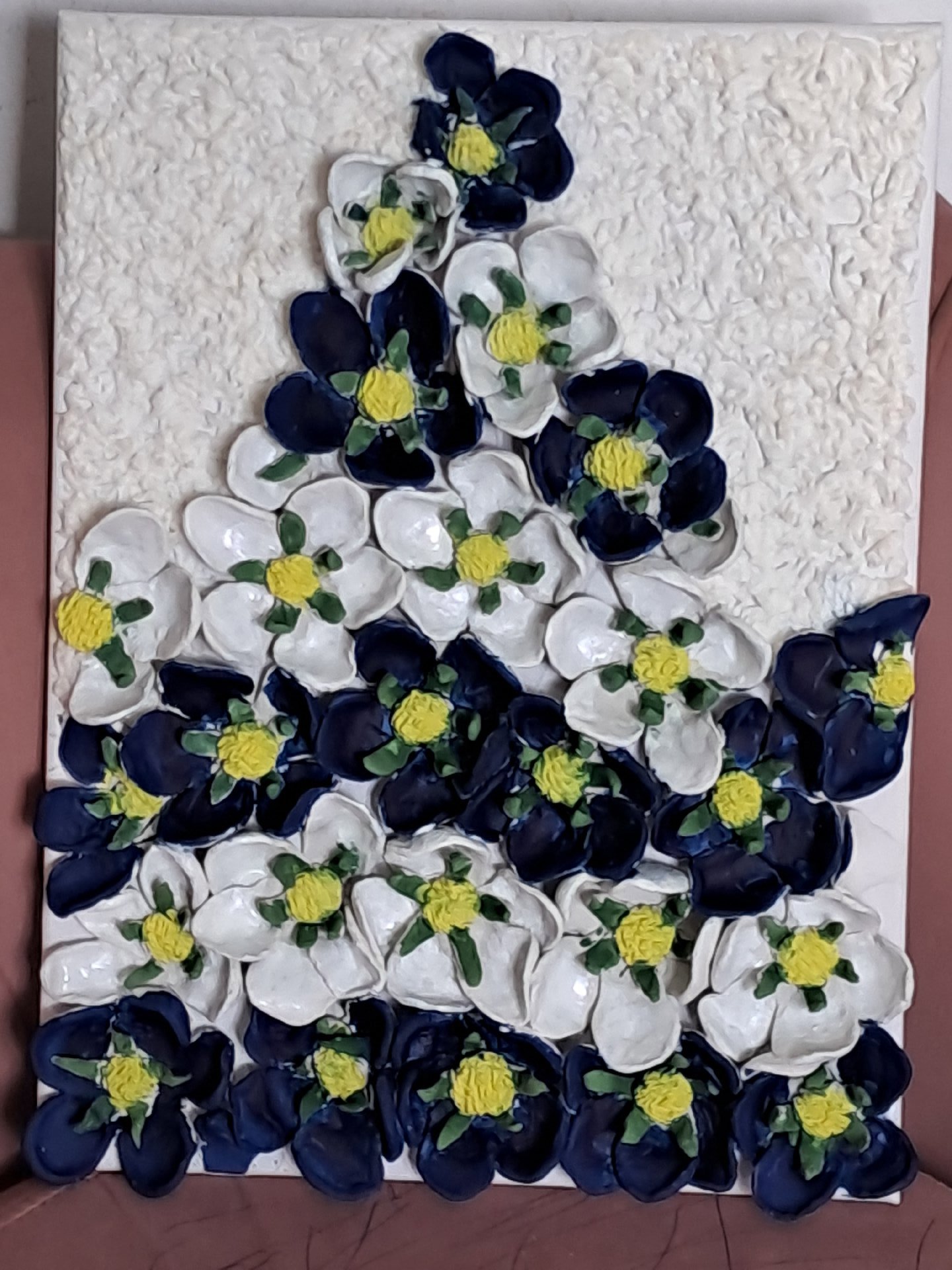 Handmade Ceramic Floral Wall Art Panel, selfmade, Medium, Excellent condition — preloved on SilentSale®