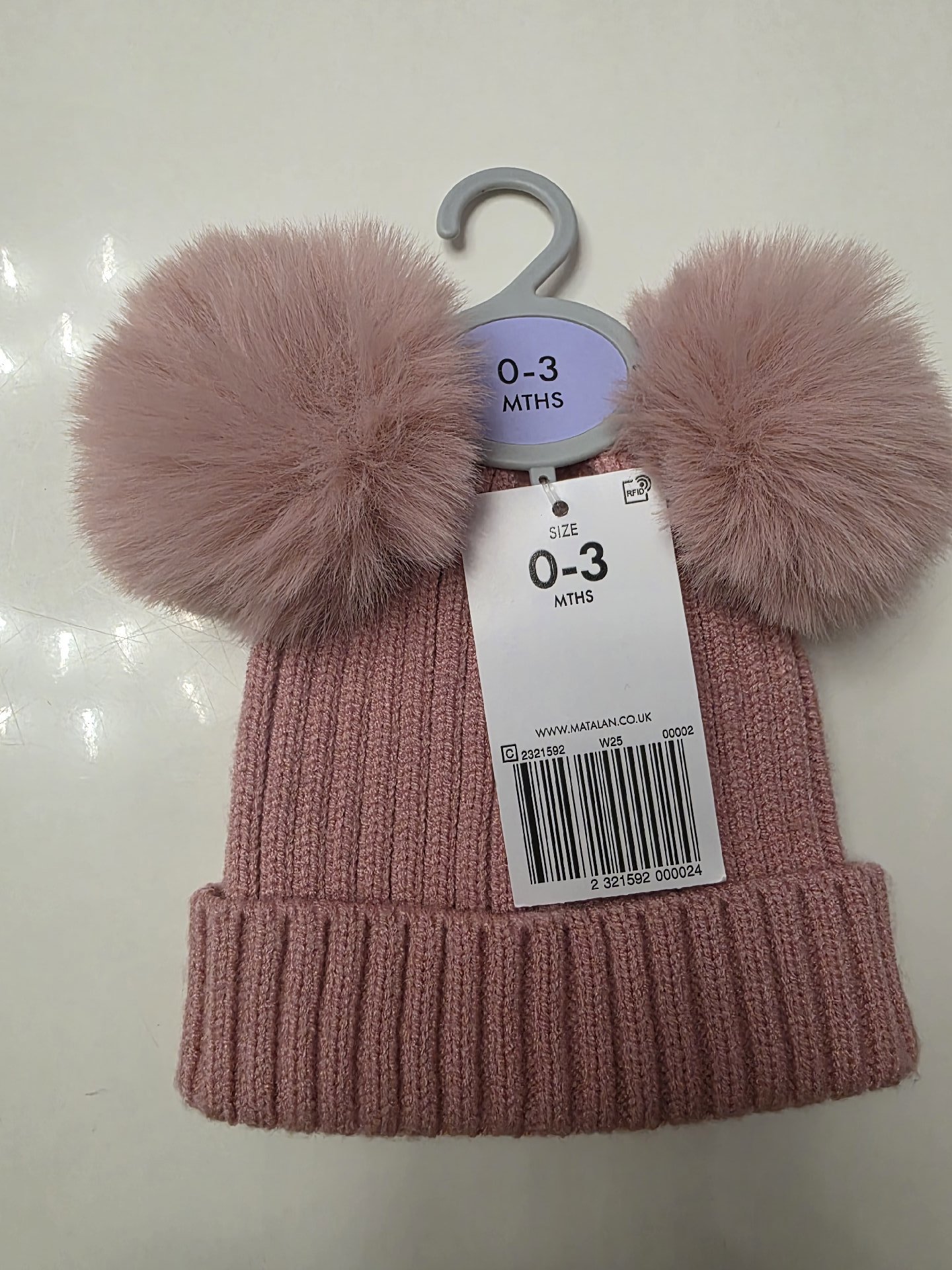Baby Pink Double Pom-Pom Knit Beanie (0-3 Months), Baby, 0-3M, New condition — preloved on SilentSale®