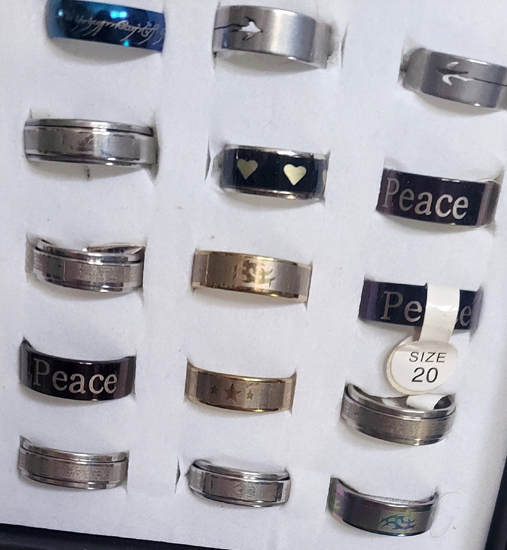 Mixed Stainless Steel Rings Set with Peace and Skull Designs, Unbranded, One Size, Excellent condition — preloved on SilentSale®