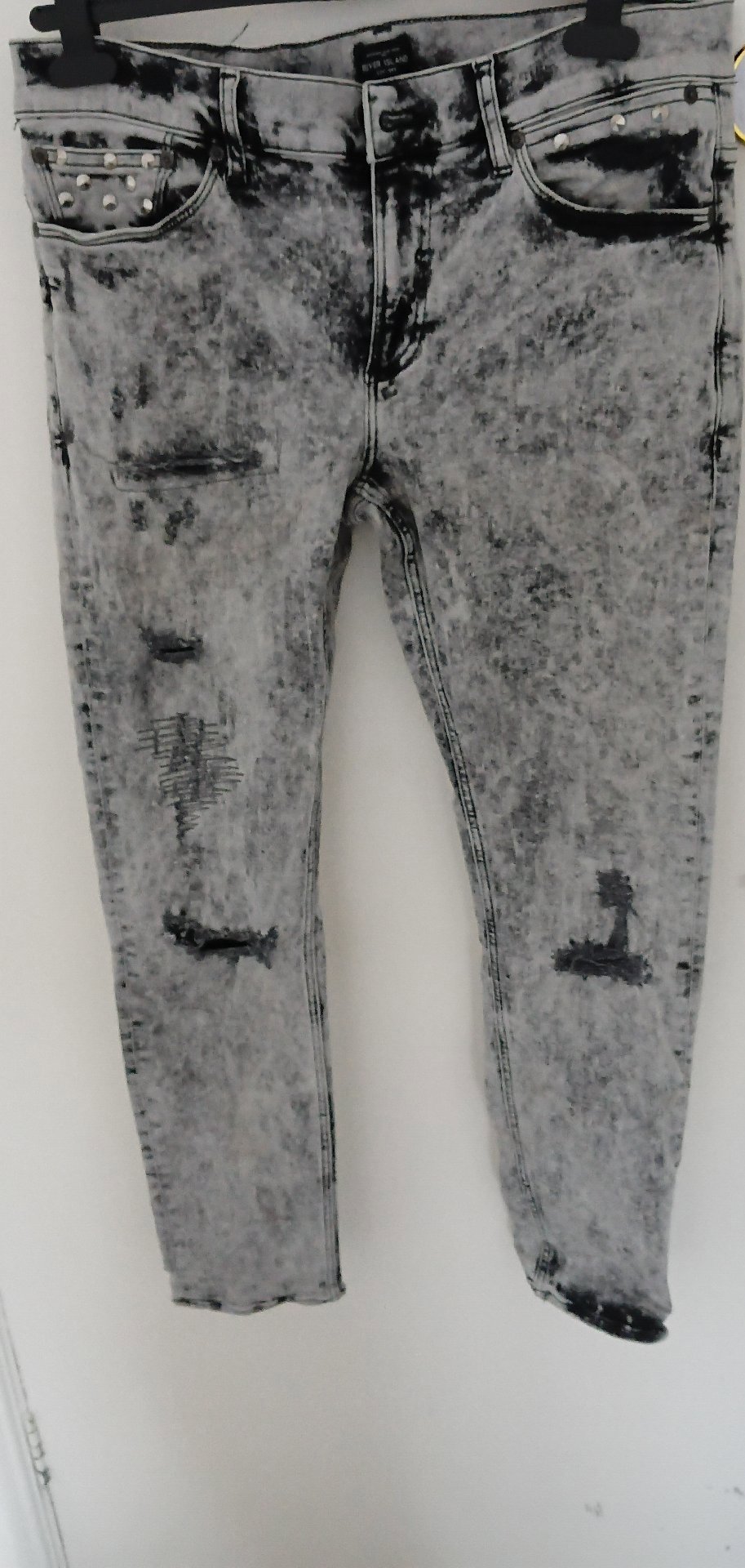 River Island Black Acid Wash Skinny Jeans – UK 30S, River Island, UK 30S, Excellent condition — preloved on SilentSale®