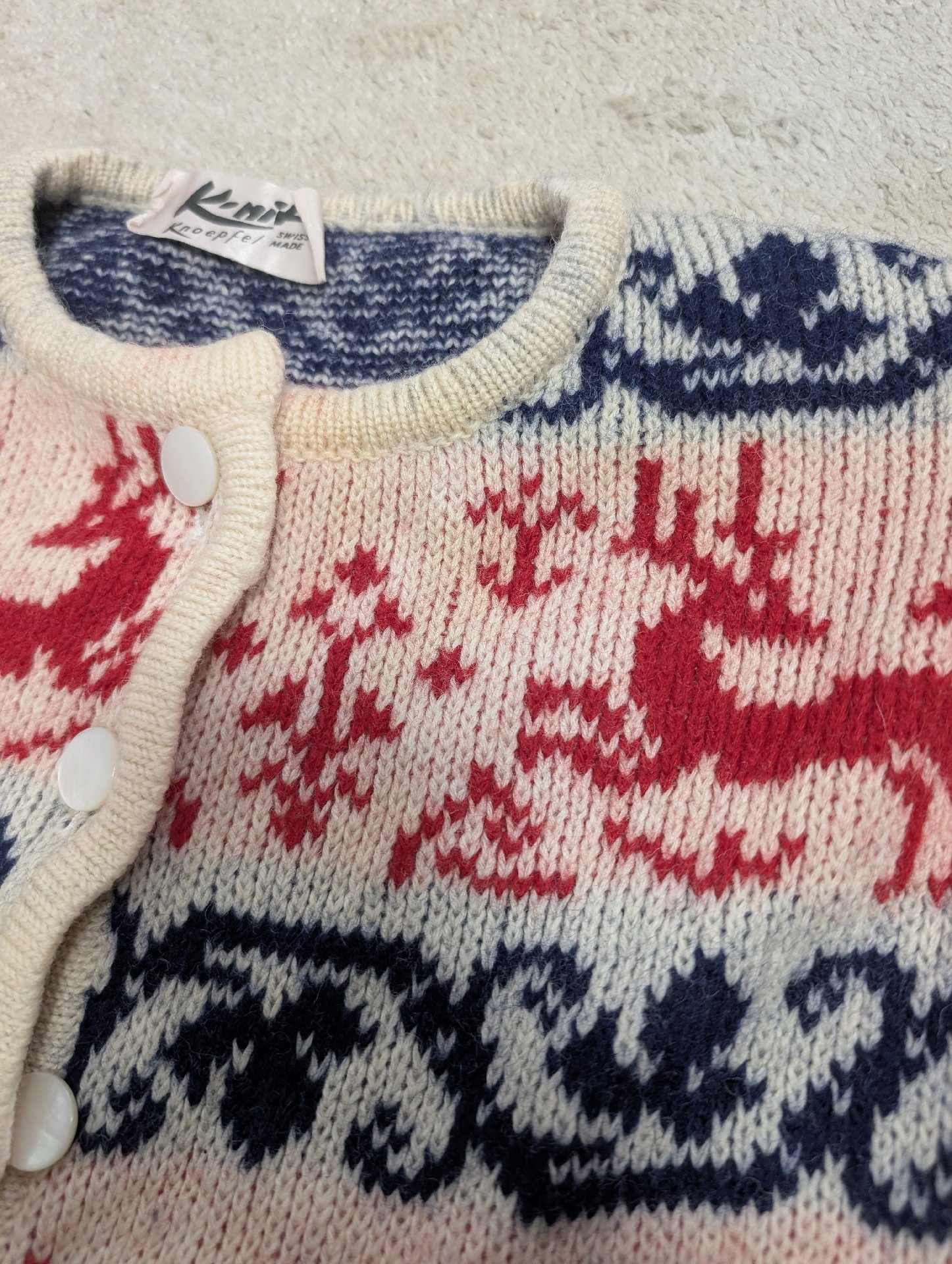 K-knit Swiss Made Fair Isle Wool Cardigan, K-knit, 40, Good condition — preloved on SilentSale®