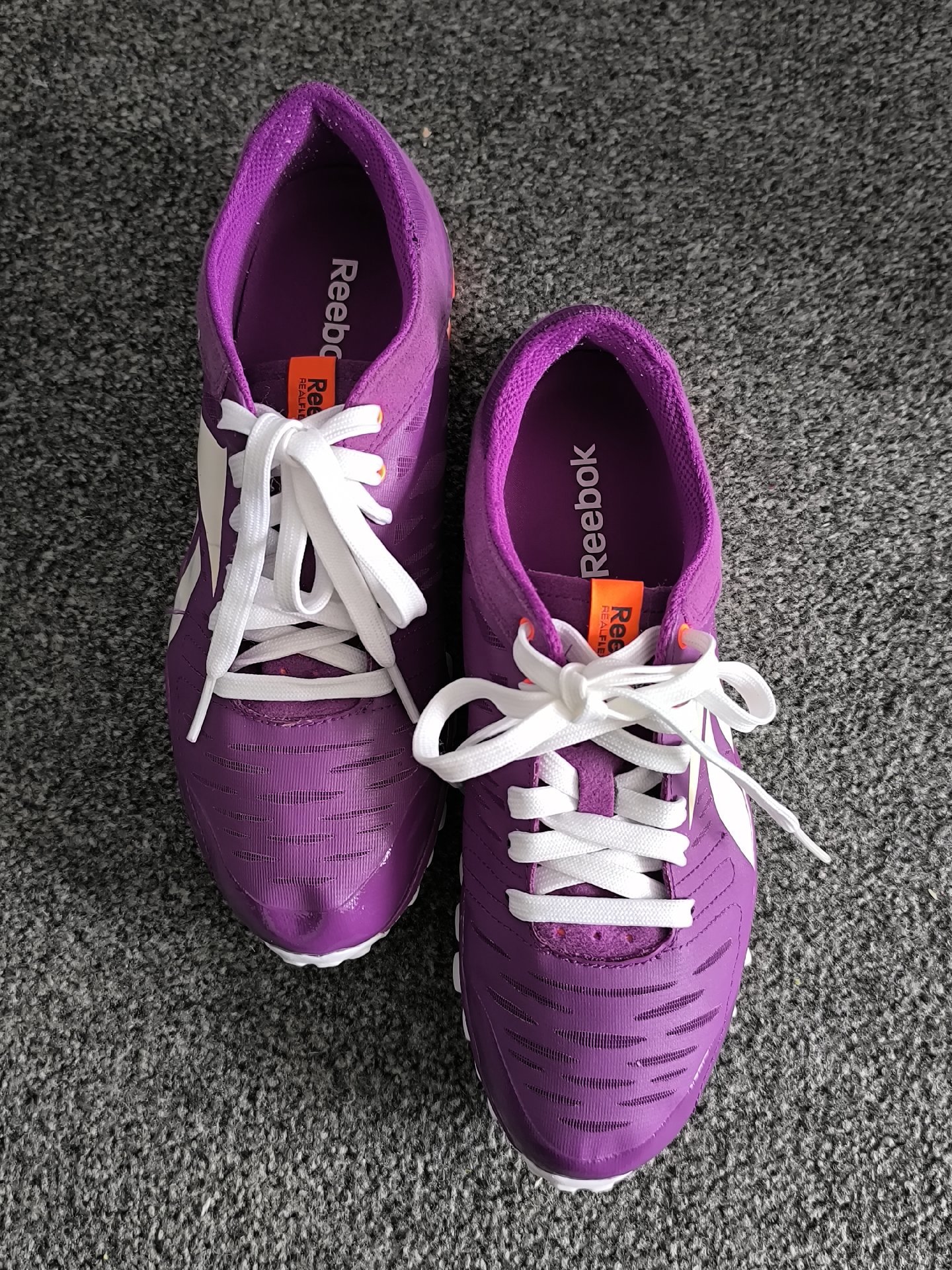 Reebok RealFlex Purple Orange Women's Running Shoes, Reebok, 5.5, Excellent condition — preloved on SilentSale®