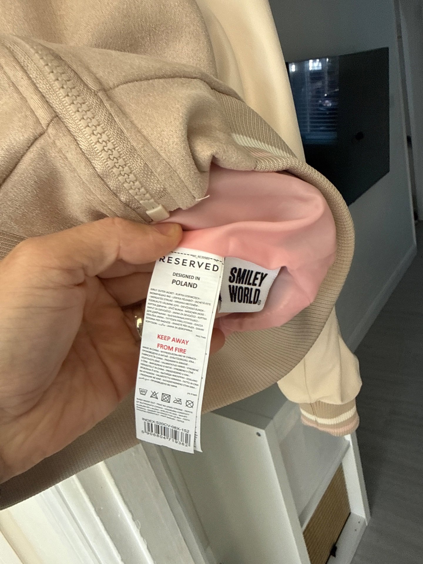 Girls Beige and White Bomber Jacket - Size S, Reserved, 12 years, Like New condition — preloved on SilentSale®