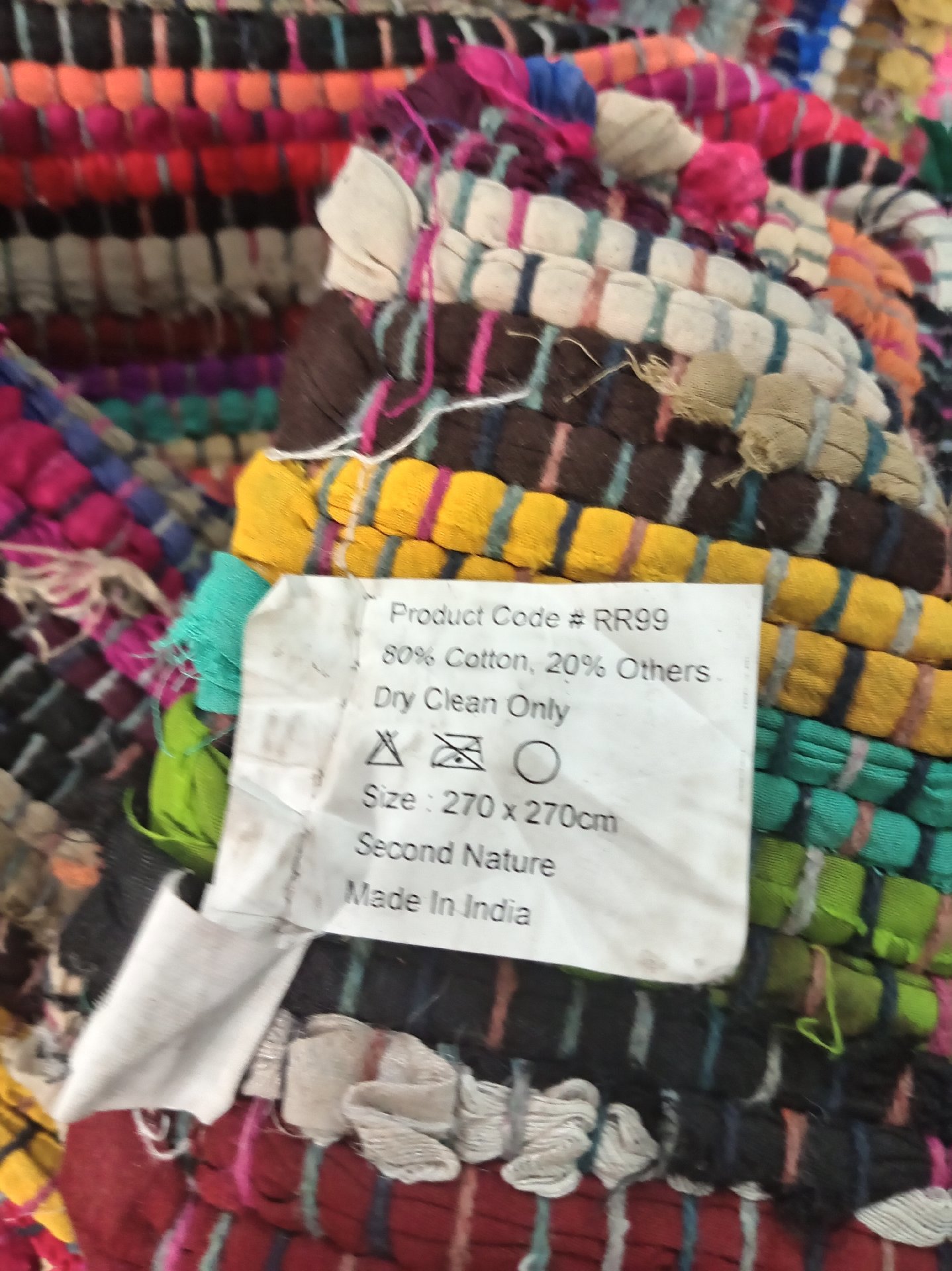 Second Nature Multicolour Cotton Rug 270x270cm, Second Nature, 270 x 270 cm, Good condition — preloved on SilentSale®
