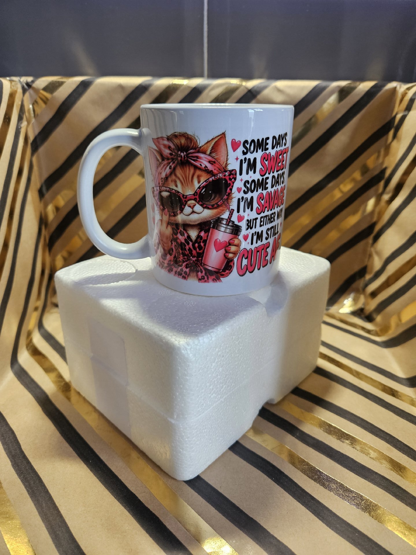 Novelty Ceramic Mug with Cute Cat and Quote, Unbranded, One Size, New condition — preloved on SilentSale®