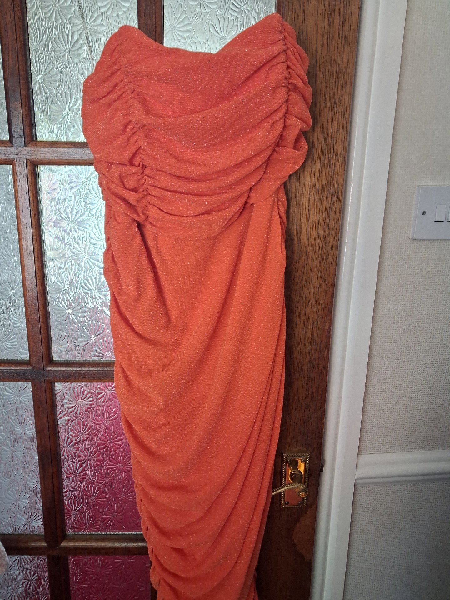 Orange Ruched Bodycon Dress, Rare London, 10, Like New condition — preloved on SilentSale®
