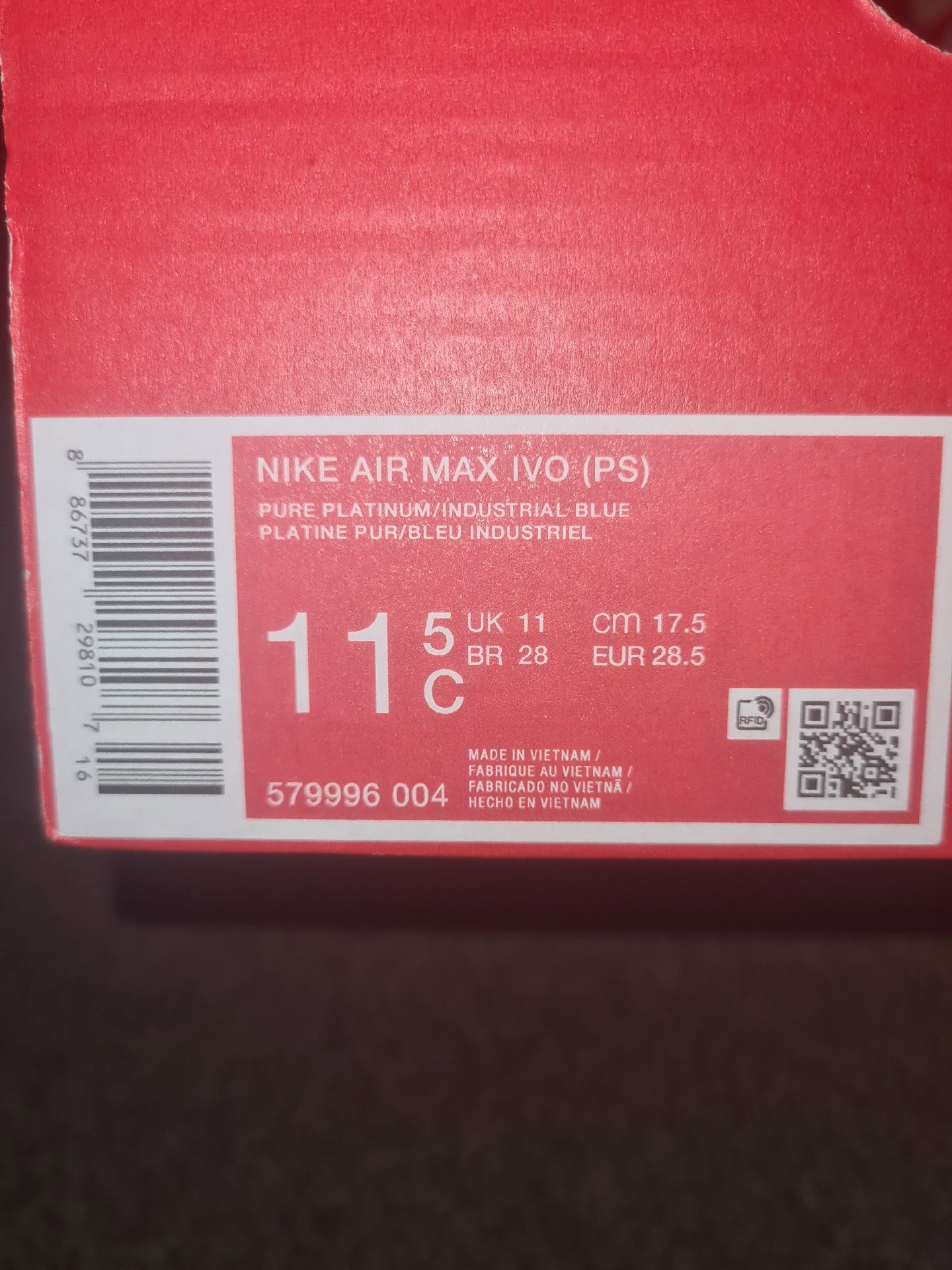 Nike Air Max Ivo Pure Platinum Blue Trainers – UK 11.5 C, Nike, UK 11.5 C, Excellent condition — preloved on SilentSale®