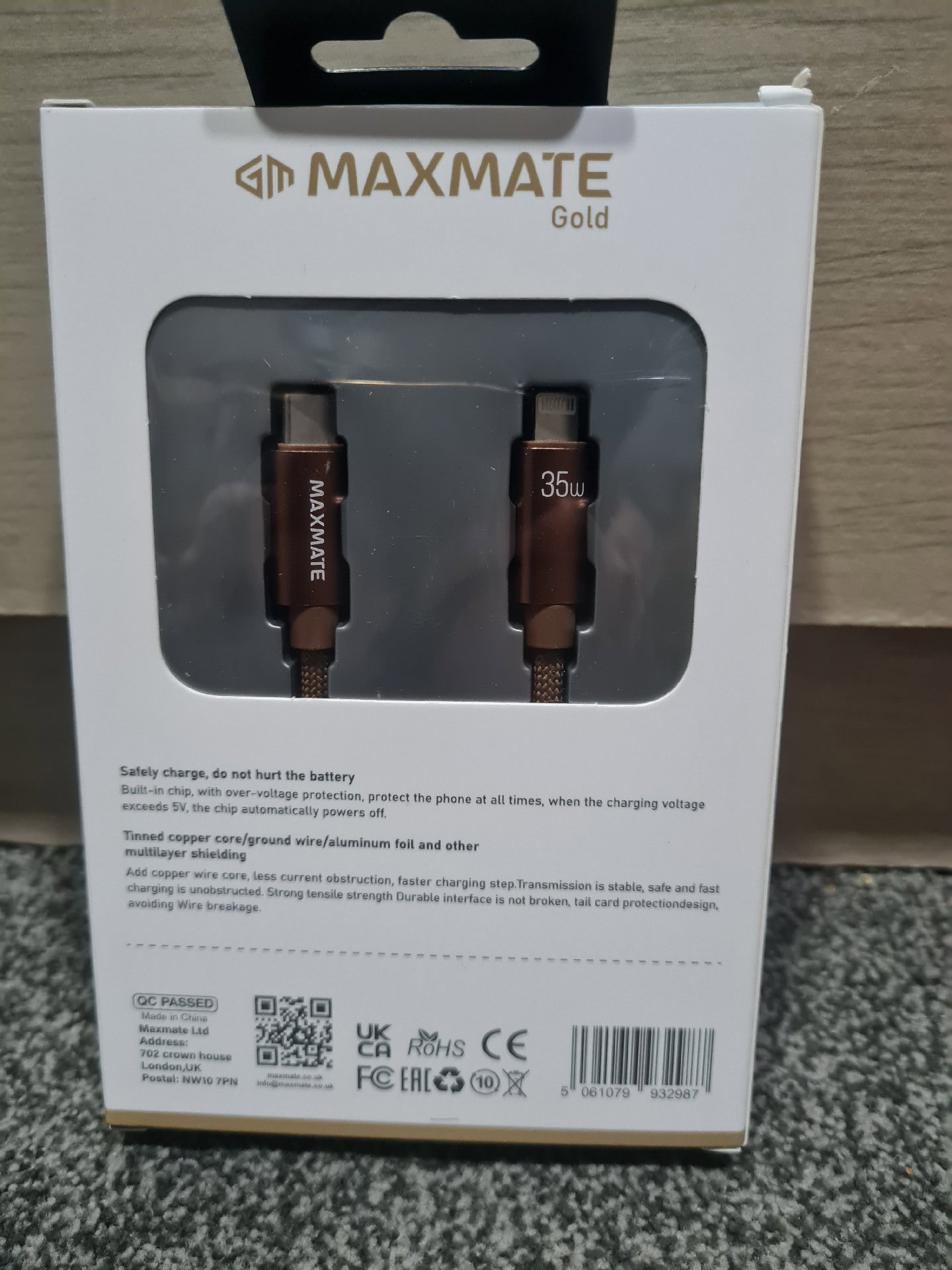 Maxmate Gold Type-C to Lightning Cable 35W Fast Charge, Maxmate, 1m, New condition — preloved on SilentSale®