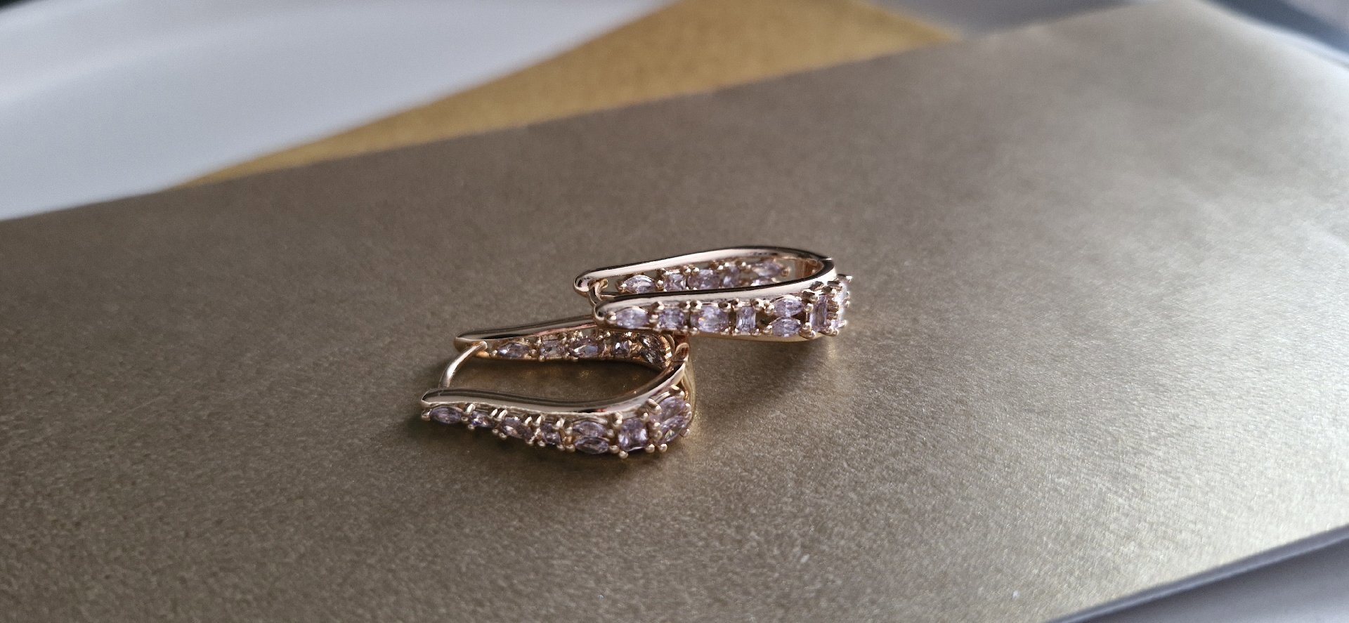 Gold  colour plated Tone Crystal Hoop Earrings, Gold, One Size, Excellent condition — preloved on SilentSale®