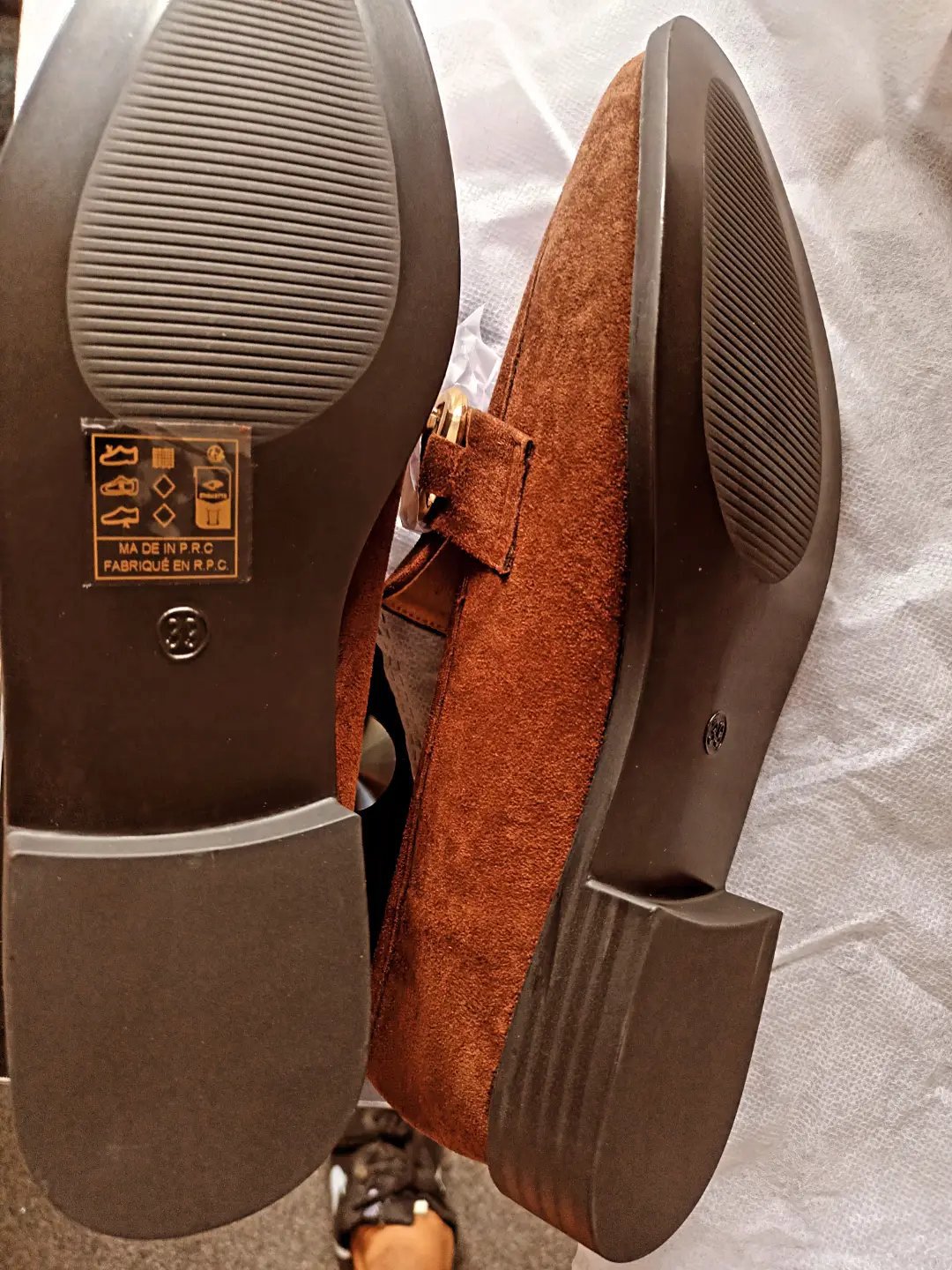 Brown Suede Loafers with Gold Buckle – Size 38, Buckle, 38, Excellent condition — preloved on SilentSale®
