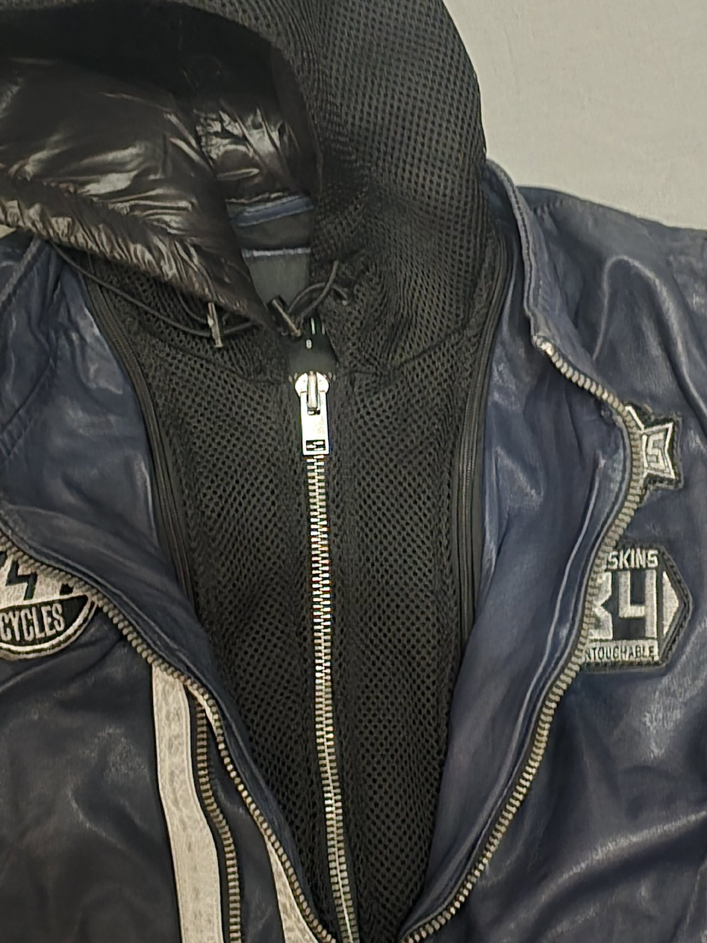 Redskins Black Leather Motorcycle Jacket with Hood – XL, Redskins, XL, Excellent condition — preloved on SilentSale®