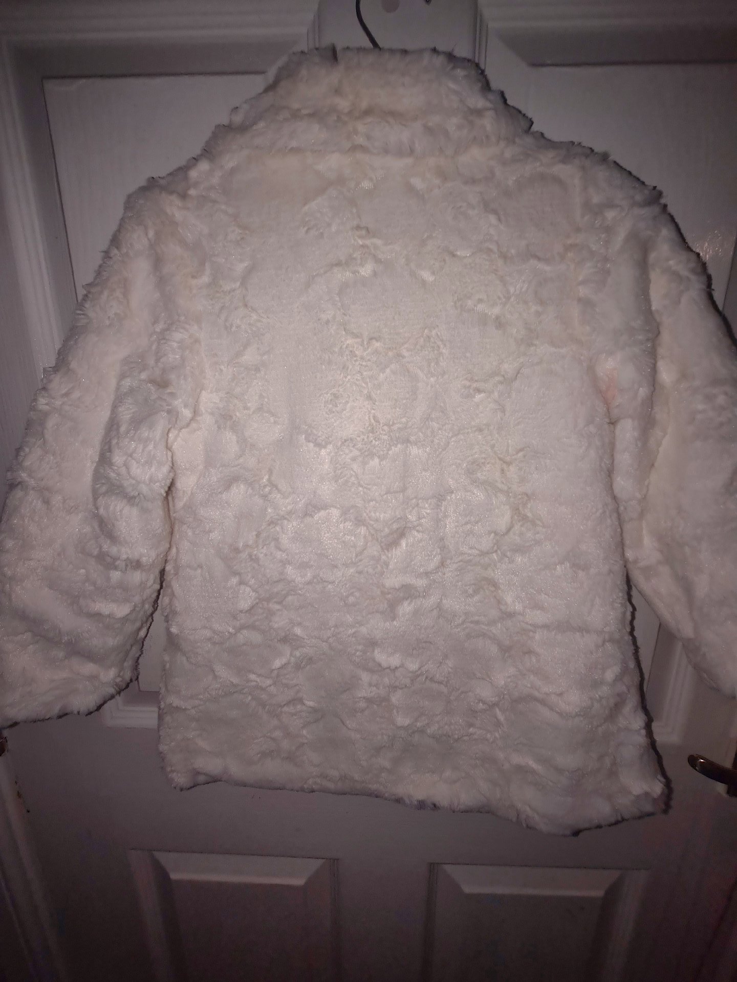 Cherie White Faux Fur Girls Coat with Sparkly Buttons, couche'Tot, 3 years, New condition — preloved on SilentSale®