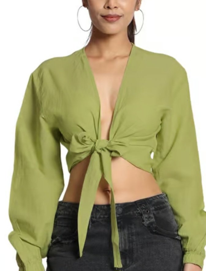 Bene Kleed Sage Green Cotton Linen Wrap Top, Bene Kleed, 10, New condition — preloved on SilentSale®