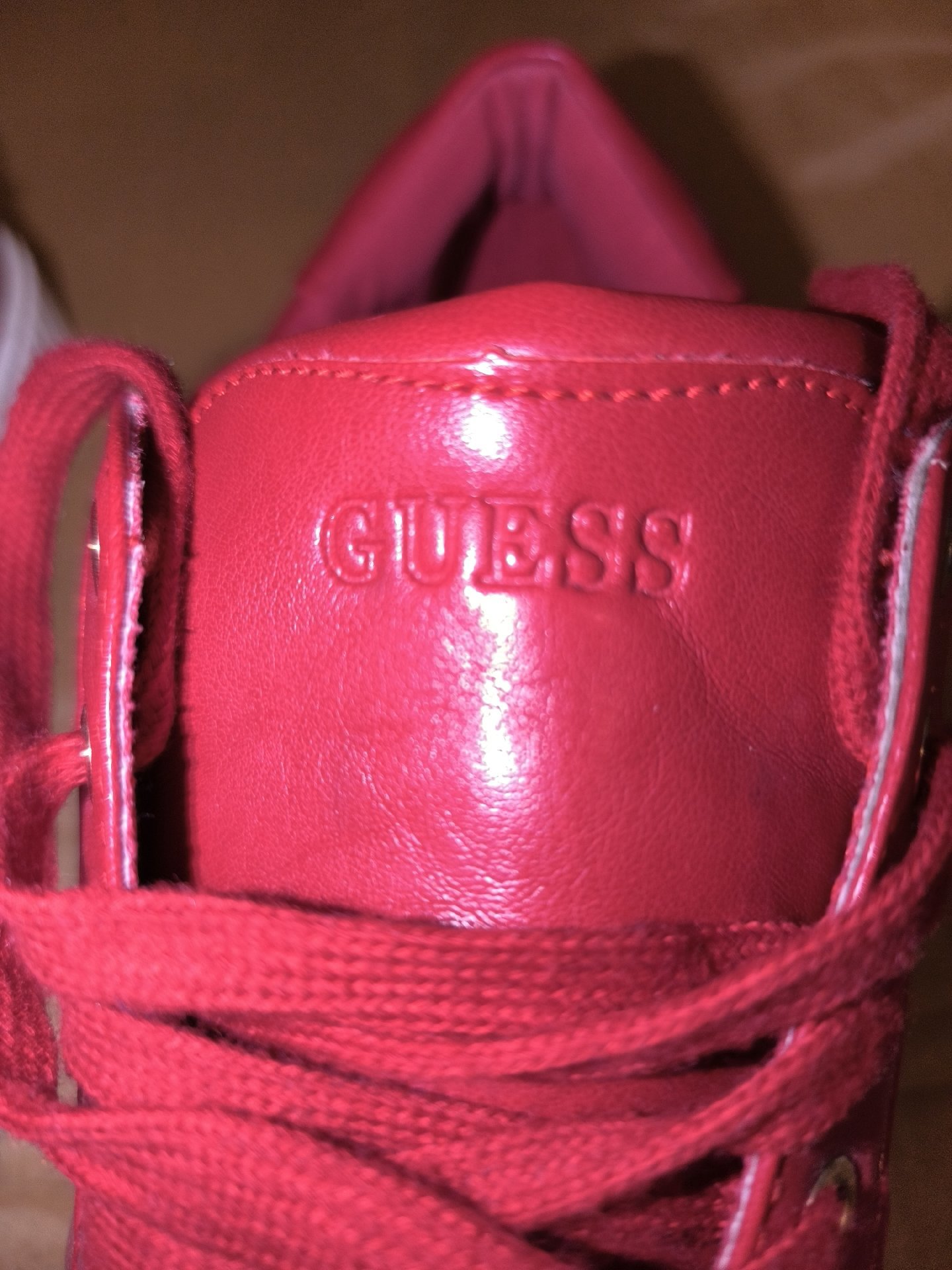 Guess Red Leather Trainers – UK 8, Guess, 8, Excellent condition — preloved on SilentSale®