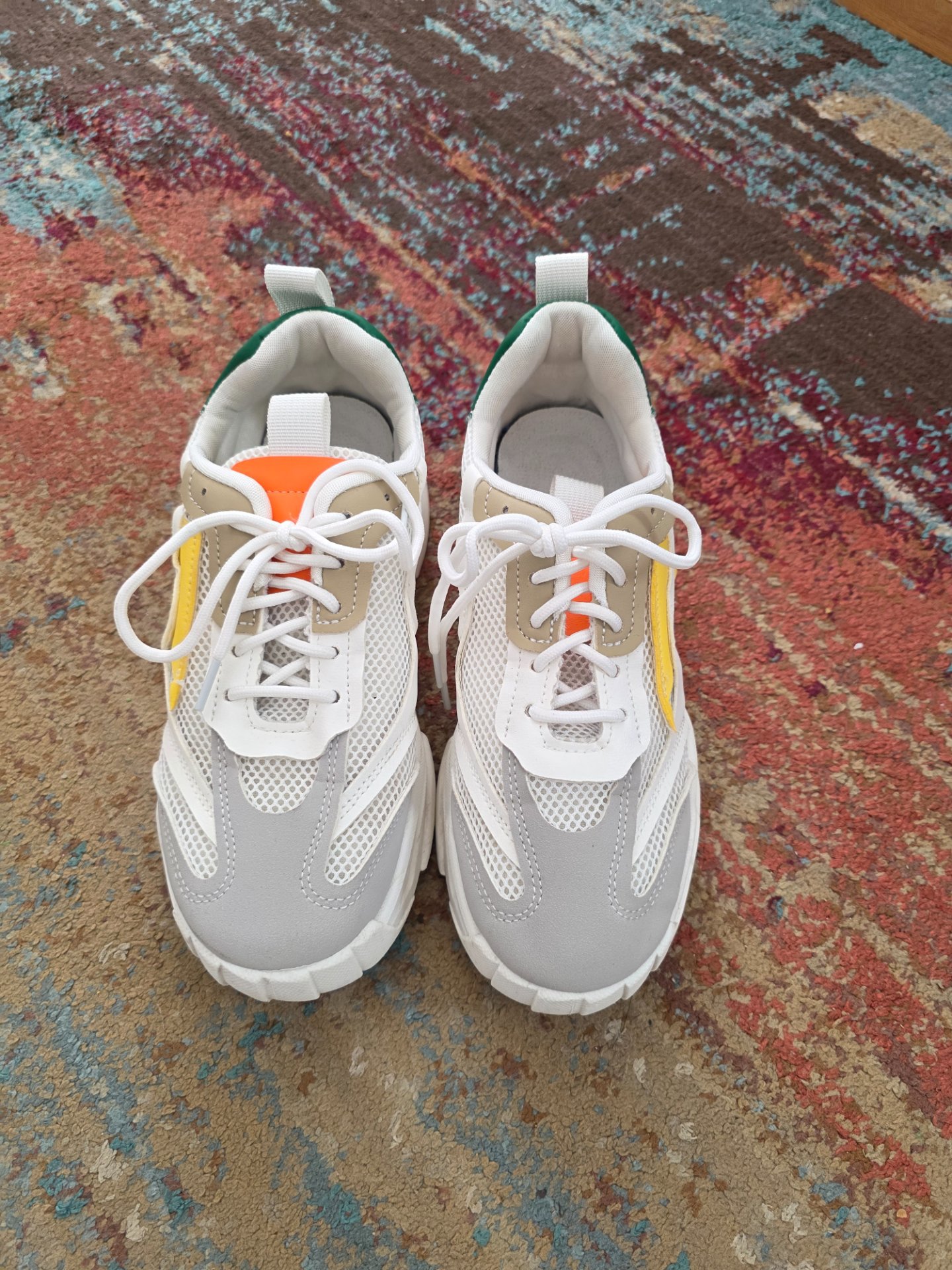 Chunky White Trainers with Yellow, Green and Orange Details, Unbranded, 7, Good condition — preloved on SilentSale®