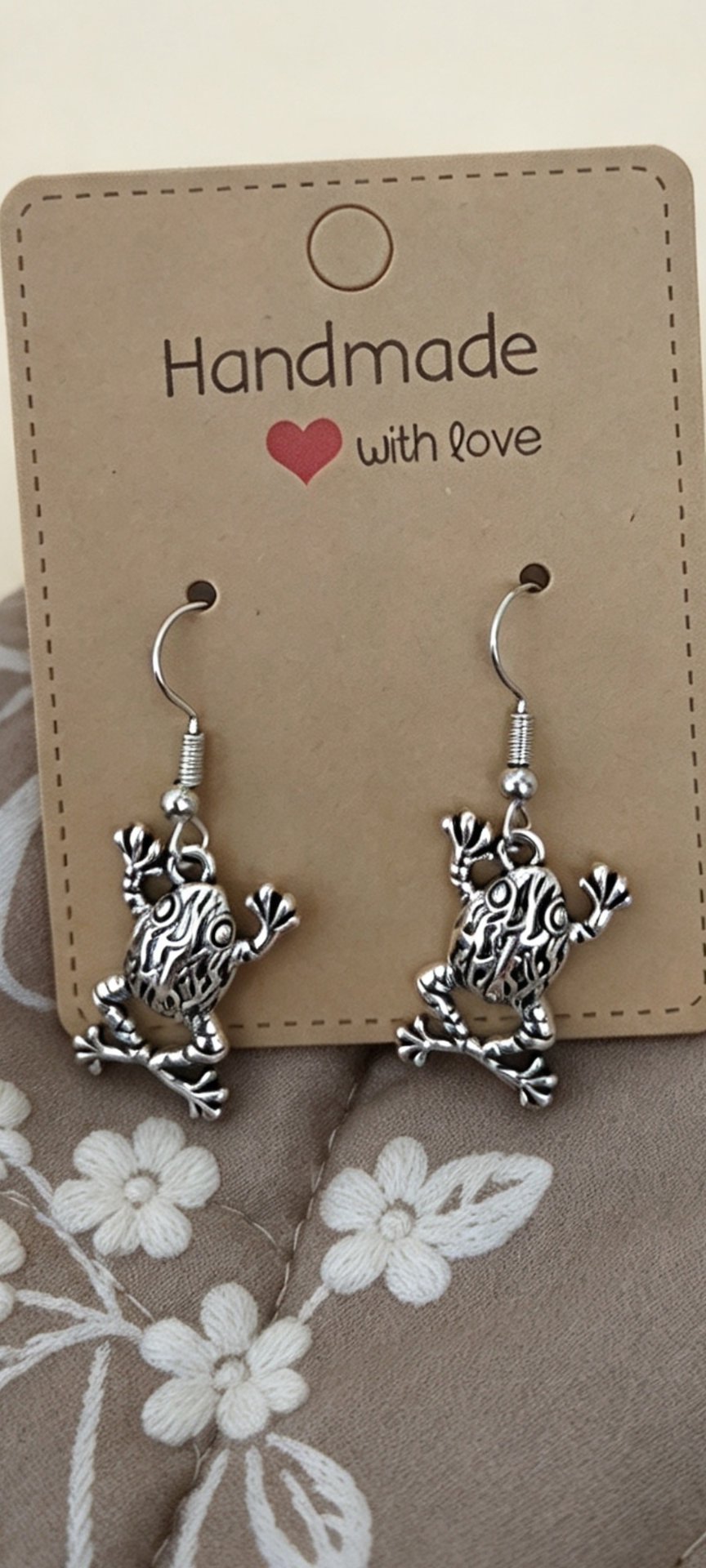 Handmade Silver Tone Frog Drop Earrings, Other, One Size, New condition — preloved on SilentSale®