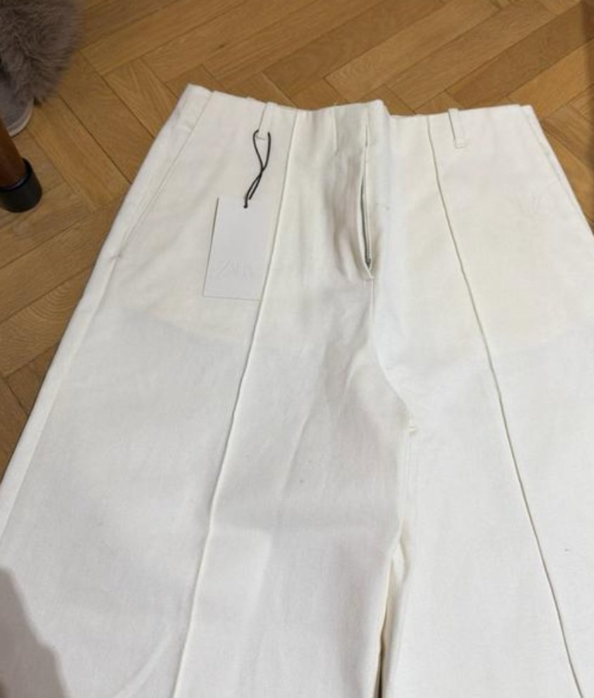  White High-Waist Wide-Leg Jeans – Size 40, Zara, 40, New condition — preloved on SilentSale®