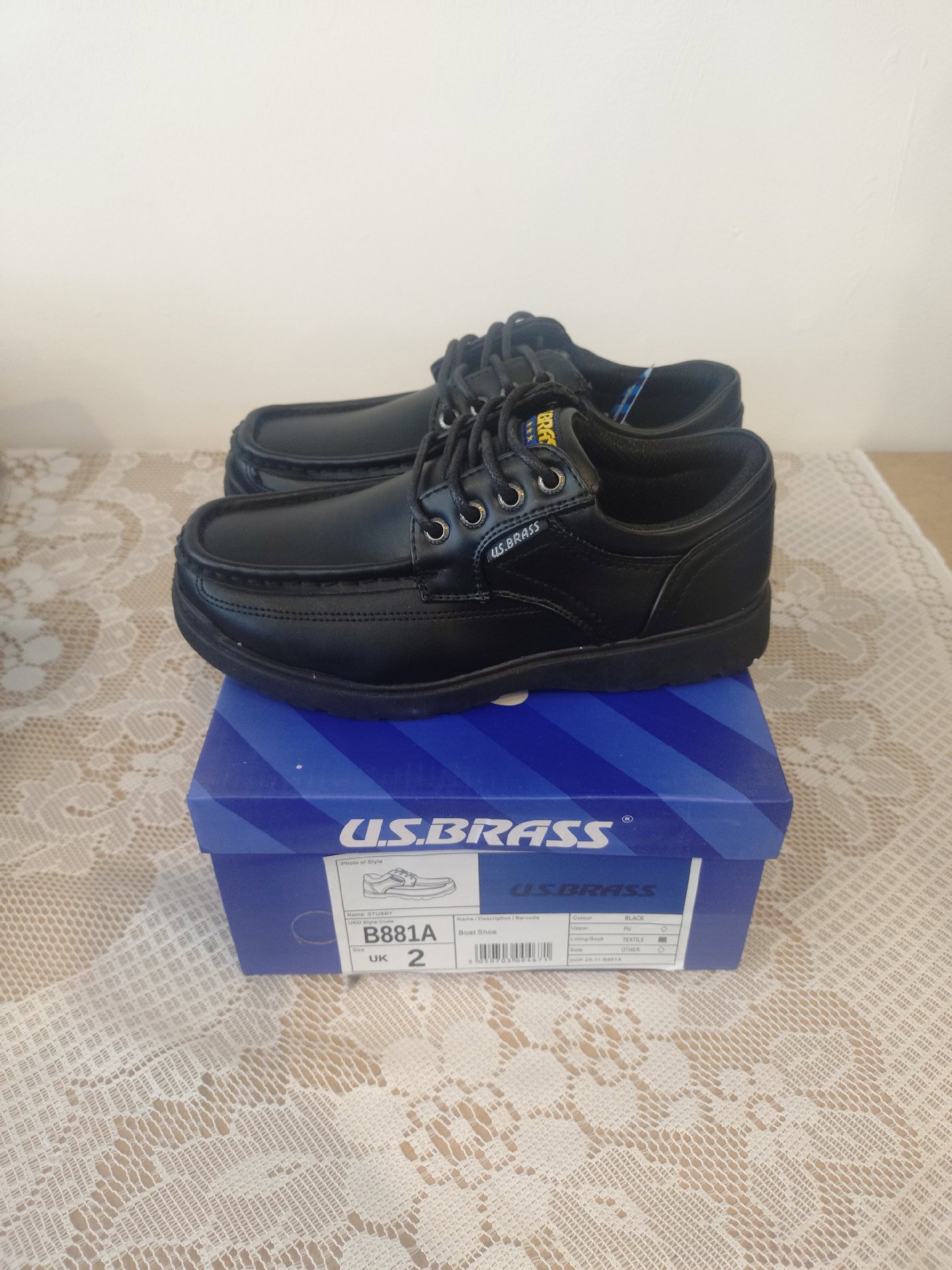 U.S. Brass Black Boat Shoes – UK 2, U.S. Brass, 2 (Senior), New condition — preloved on SilentSale®