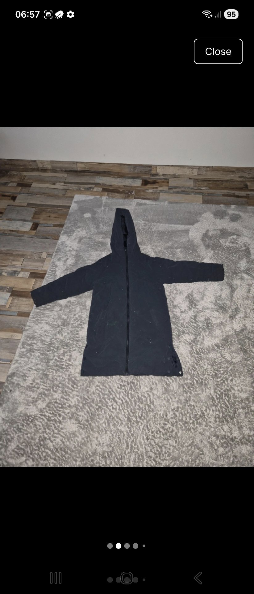 Black Hooded Longline Coat Jacket, Marks & Spencer, 10, Good condition — preloved on SilentSale®