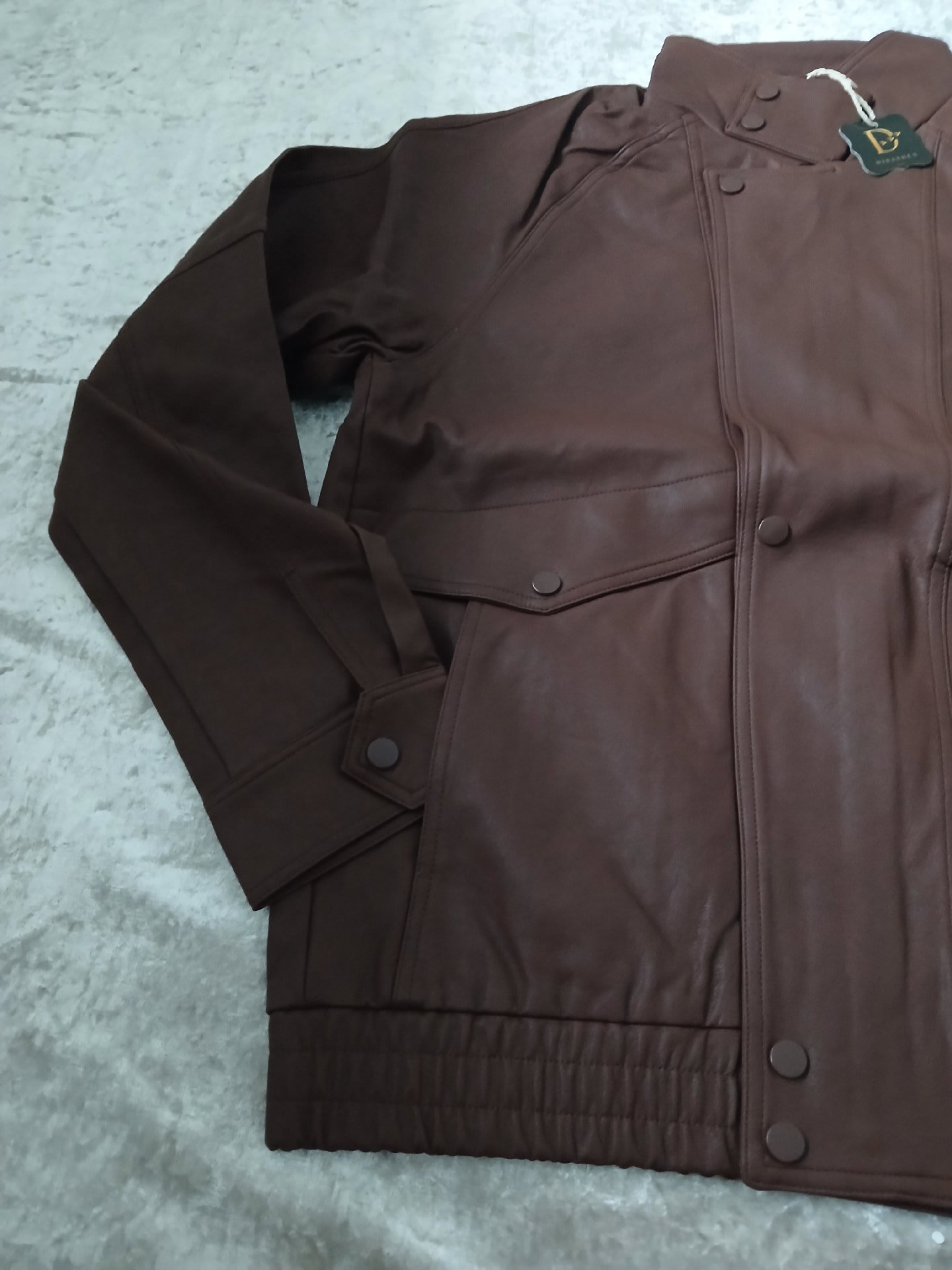 Men's Brown Faux Leather Bomber Jacket — Size M, Unbranded, M, New condition — preloved on SilentSale®