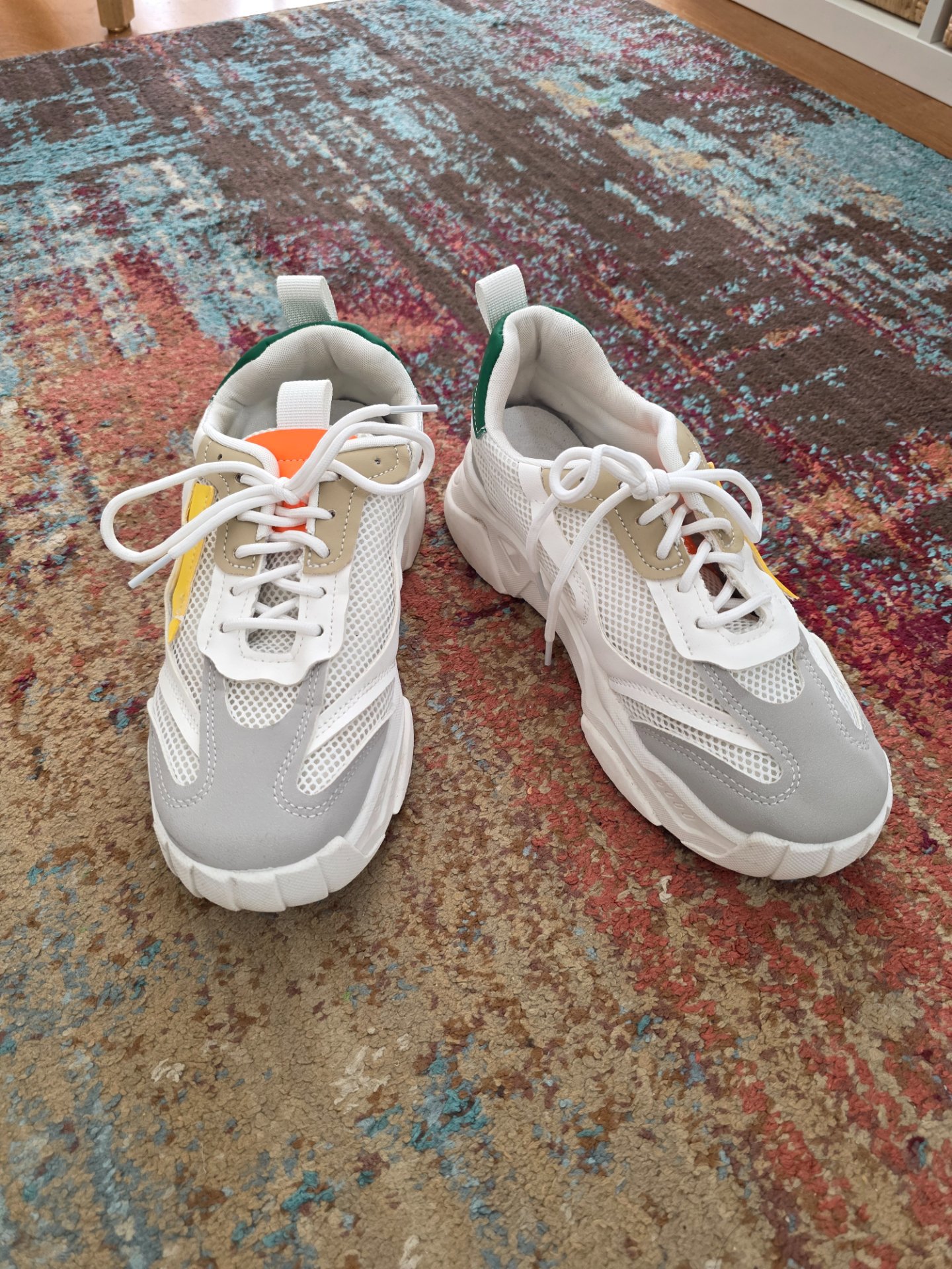 Chunky White Trainers with Yellow, Green and Orange Details, Unbranded, 7, Good condition — preloved on SilentSale®