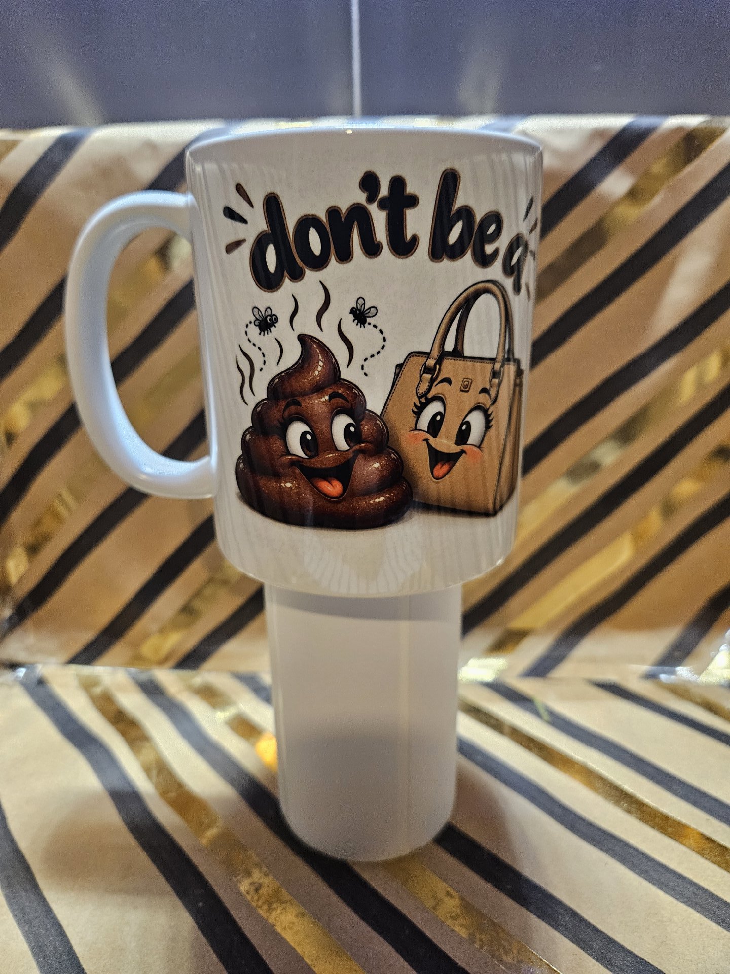 Novelty Ceramic Travel Mug Cup with Humorous Print, Unbranded, One Size, New condition — preloved on SilentSale®