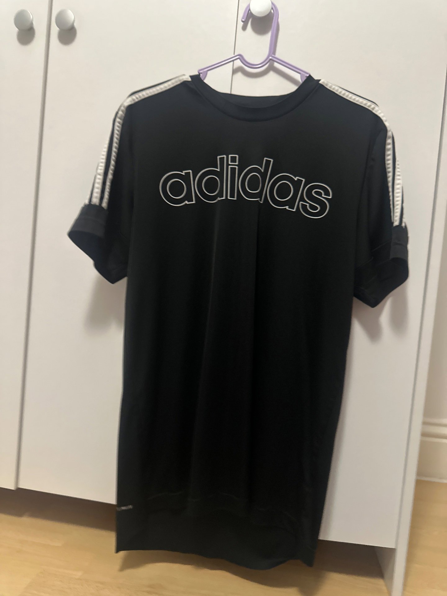 Adidas Black Logo T-Shirt Dress with Tape Detail, Adidas, M, Excellent condition — preloved on SilentSale®