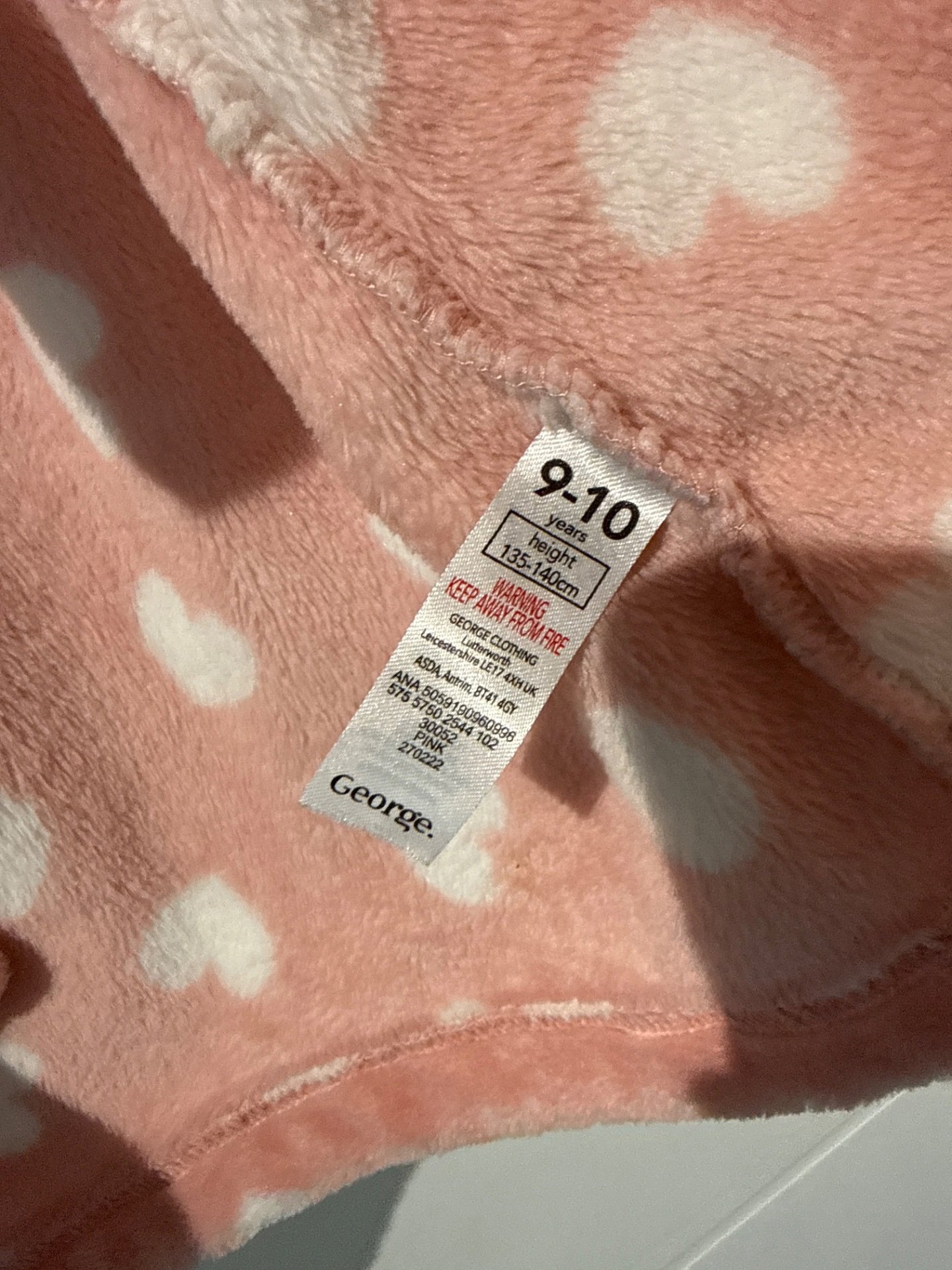 George Pink Heart Print Hooded Dressing Gown 9-10 Years, George, 9-10 years, Excellent condition — preloved on SilentSale®