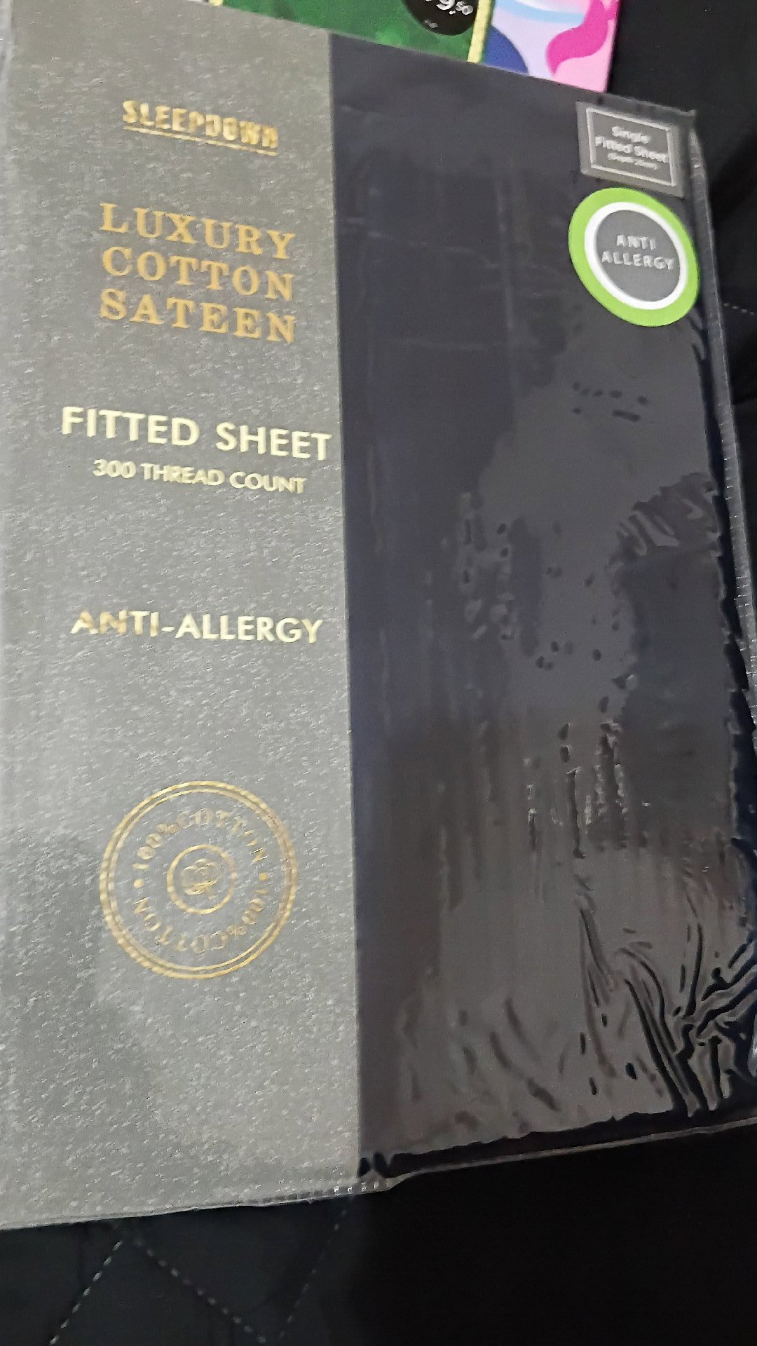 Sleepdown Navy Luxury Cotton Sateen Single Fitted Sheet, Sleepdown, Single, New condition — preloved on SilentSale®