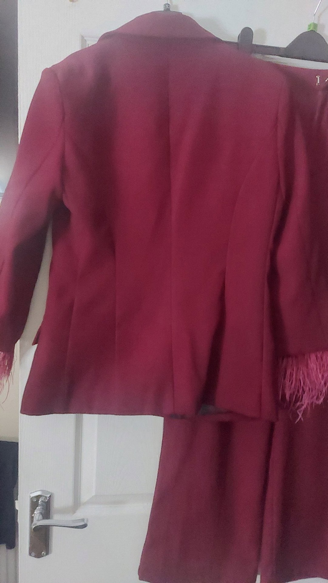 Ladies deep red trousers suit , Unbranded, 8, Good condition — preloved on SilentSale®