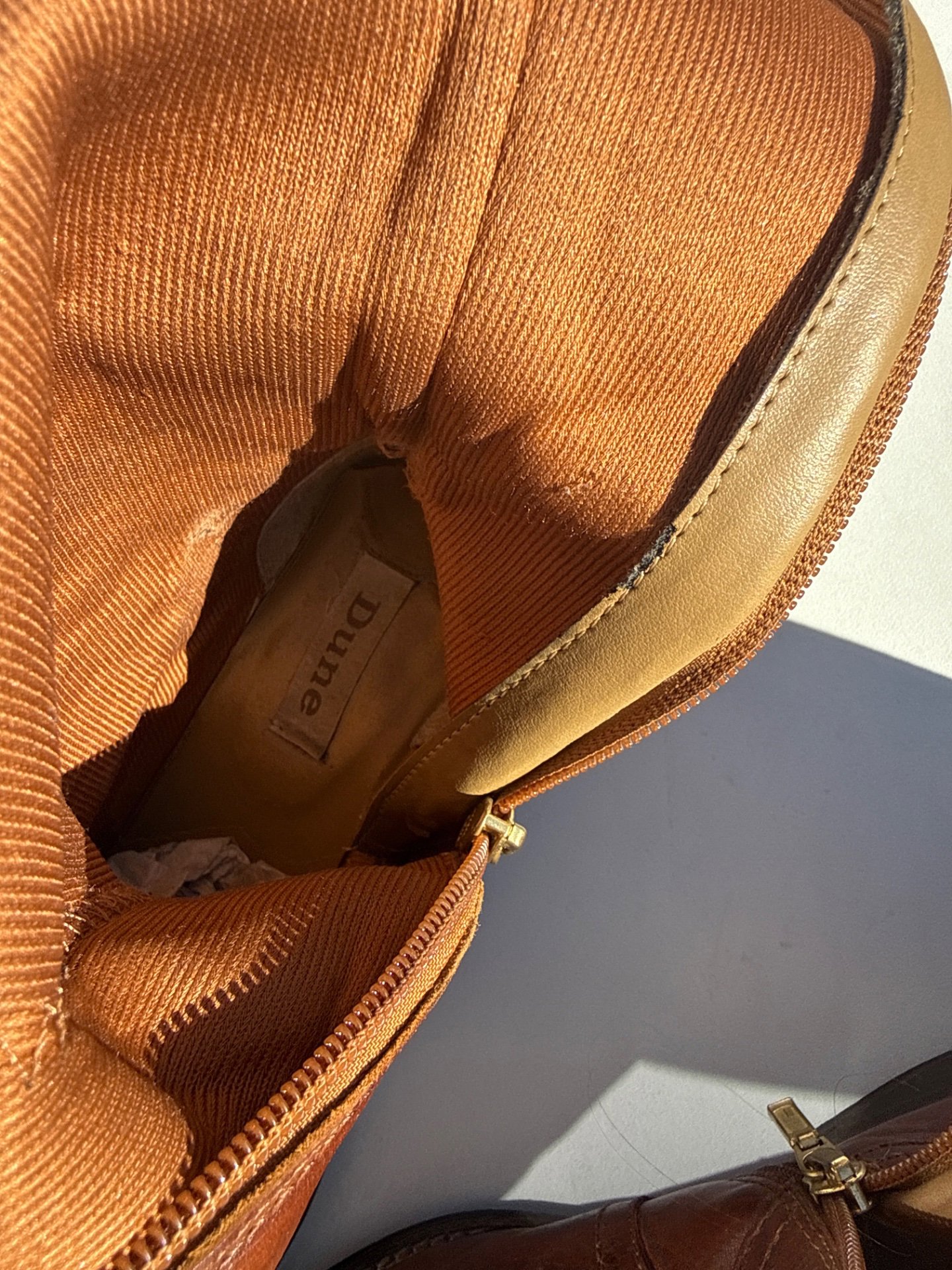 Dune Brown leather boots size 4UK, Dune, 4, Good condition — preloved on SilentSale®