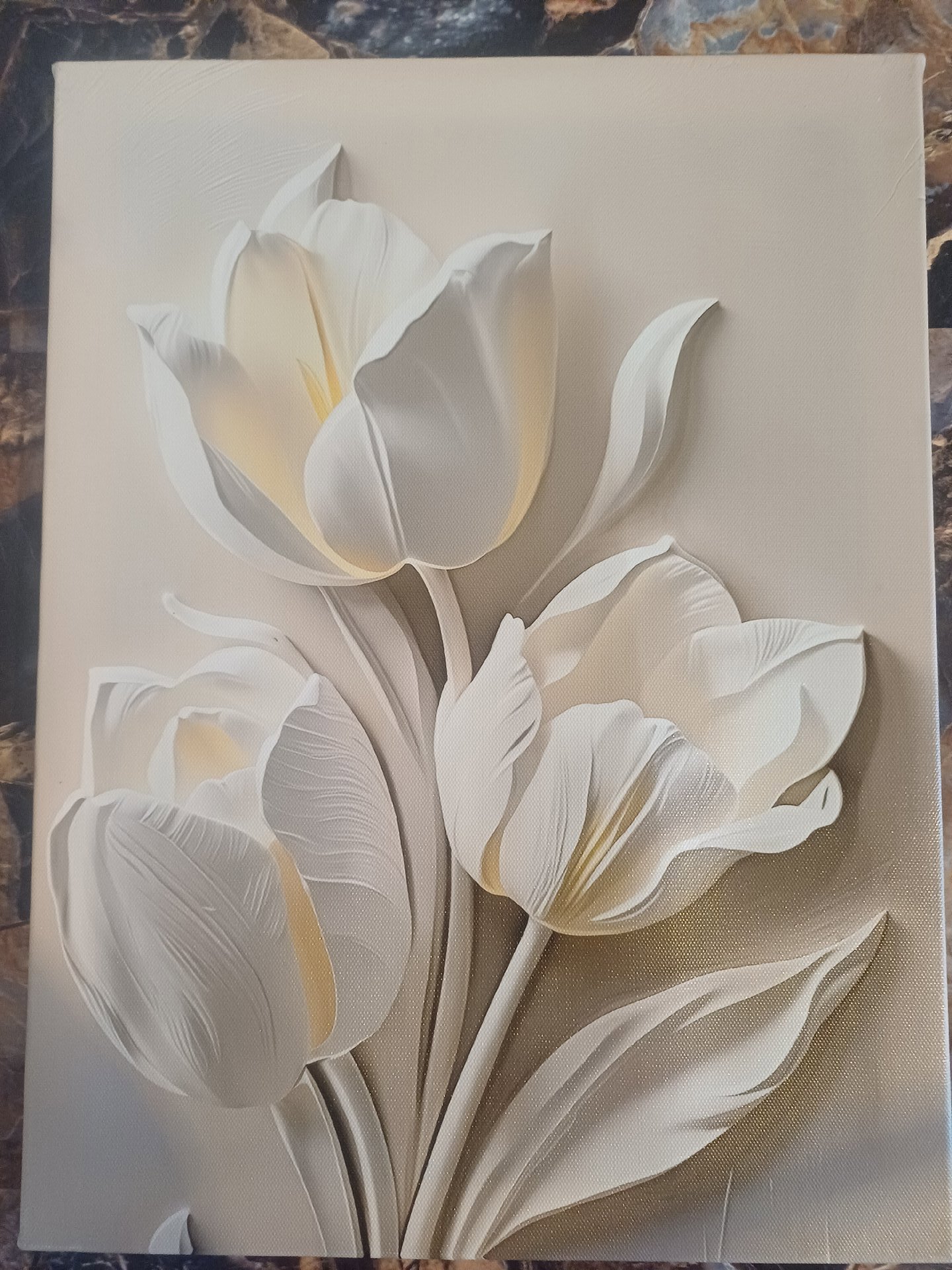 3D White Tulip Floral Wall Art Canvas, Canvas, One Size, New condition — preloved on SilentSale®