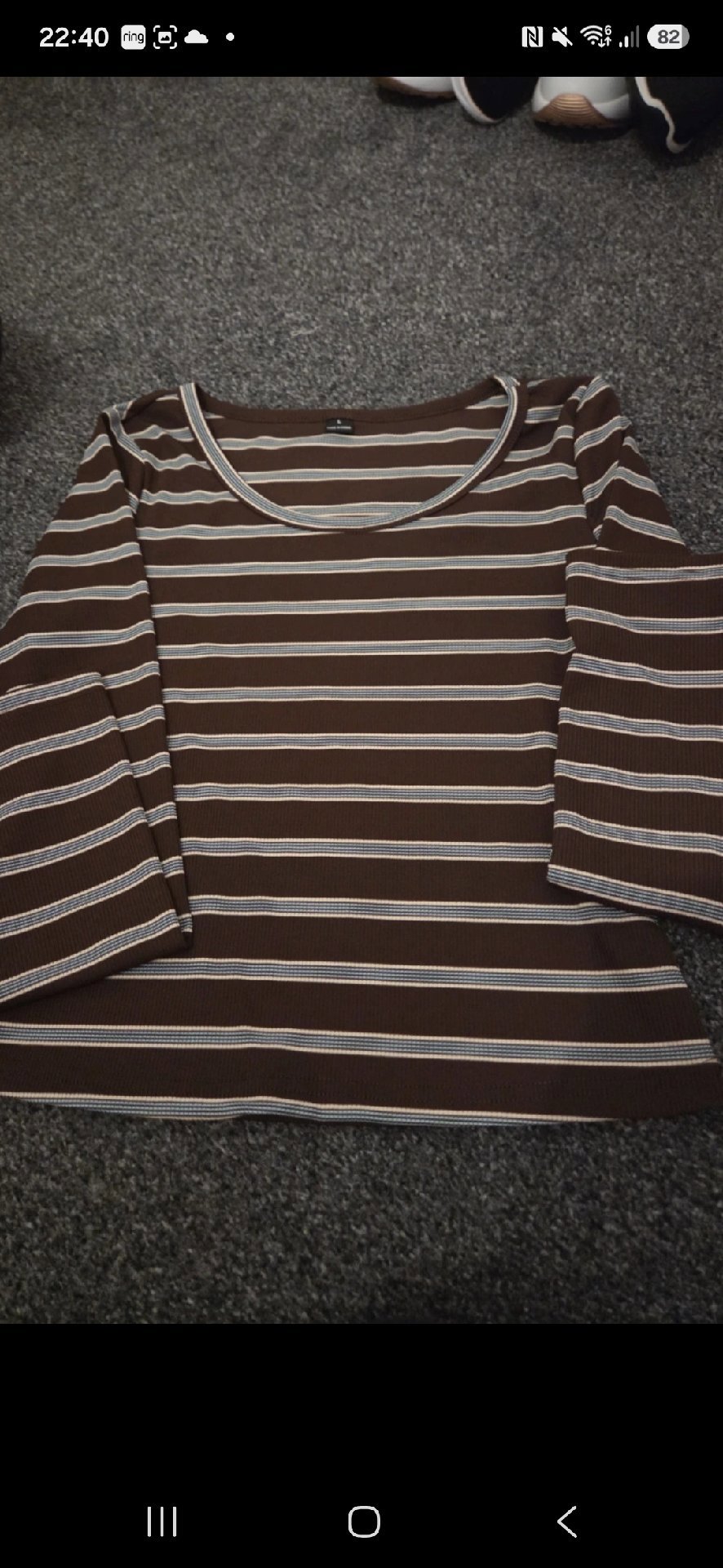 Brown Striped Long Sleeve Top, H&M, 12, New condition — preloved on SilentSale®