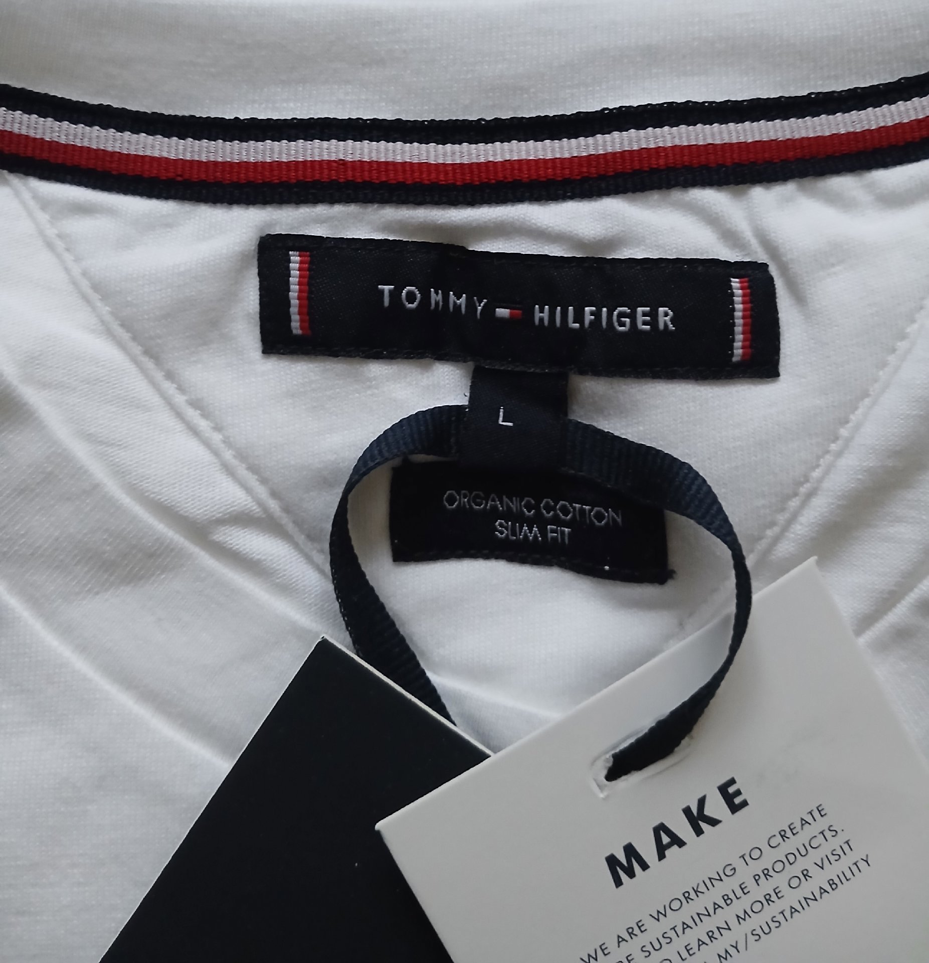 Tommy hilfiger mens t shirt size large white embroidered logo , Tommy Hilfiger, L, New condition — preloved on SilentSale®
