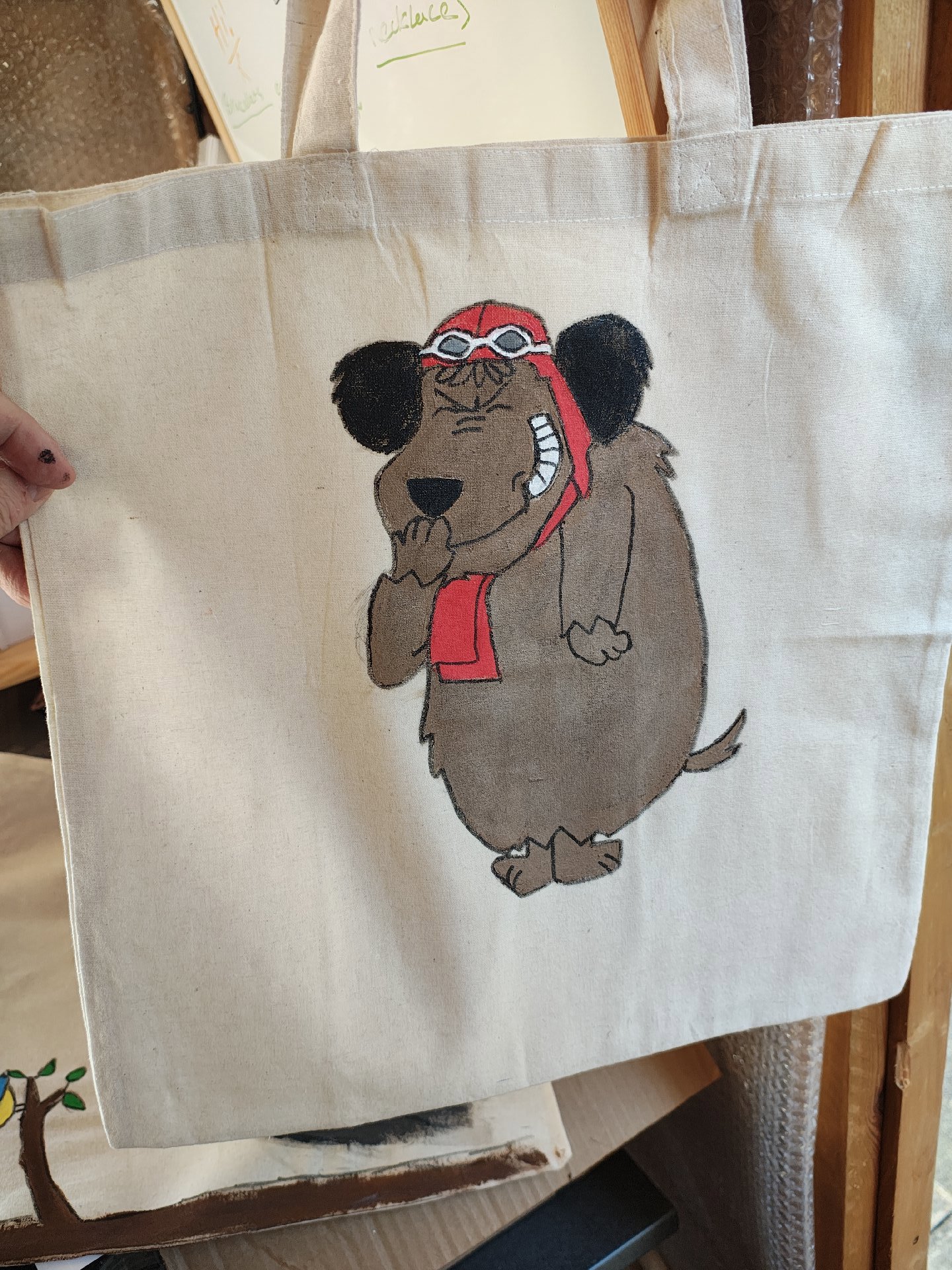 Canvas Tote Bag with Cartoon Dog Print, Unbranded, Tote, New condition — preloved on SilentSale®