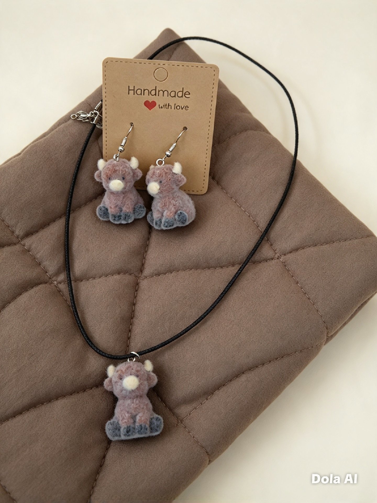 Handmade Cute Bull Necklace And Earrings Set, Other, One Size, Excellent condition — preloved on SilentSale®