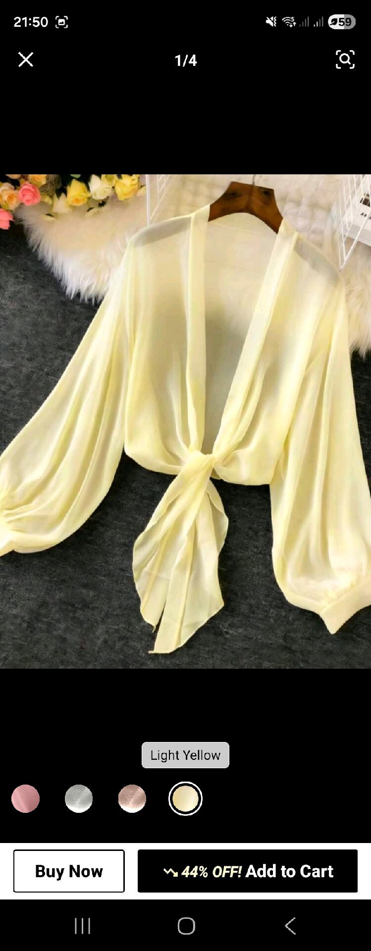 Light Yellow Sheer Tie Front Blouse, Unbranded, 10, New condition — preloved on SilentSale®
