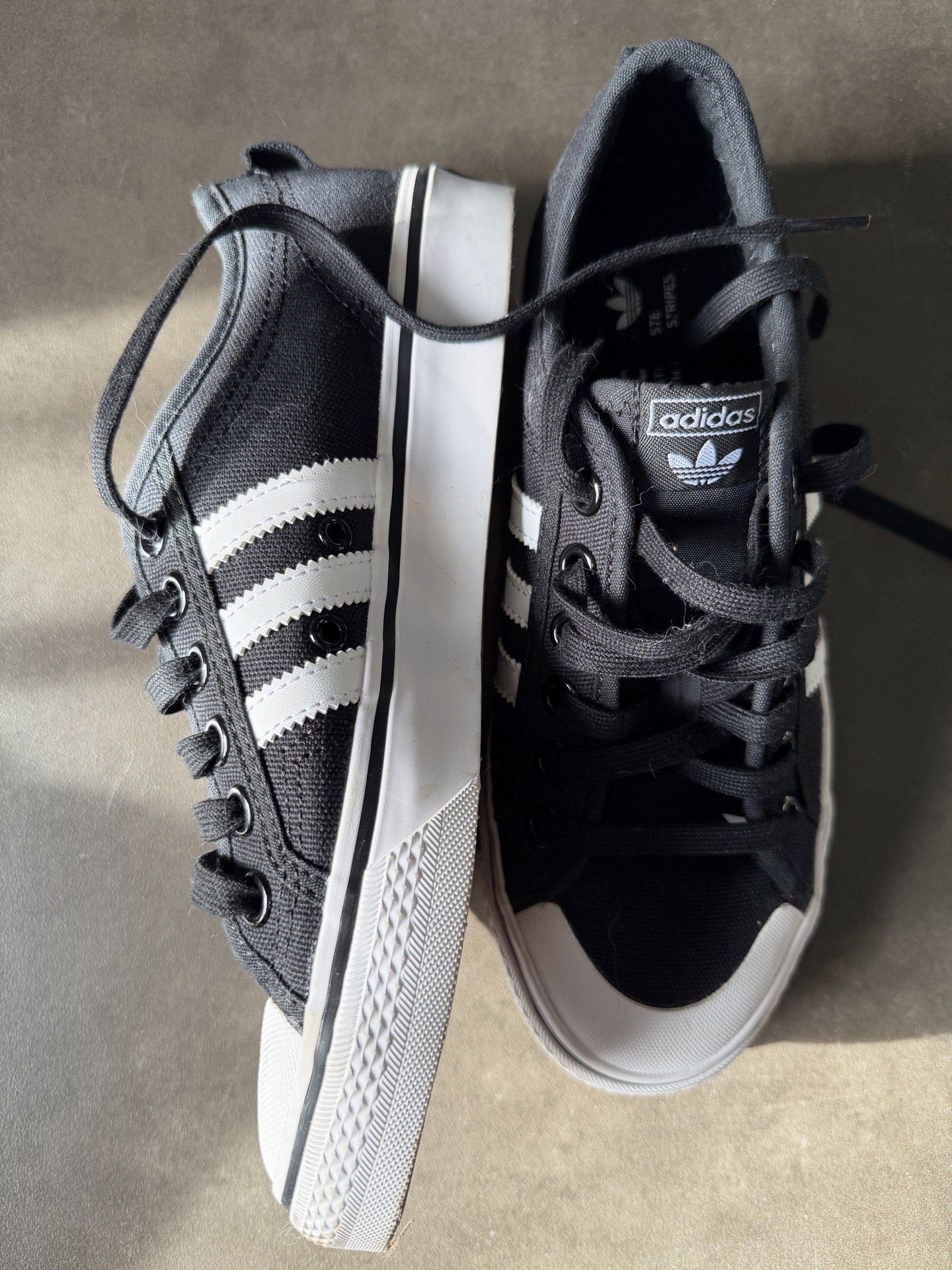 Adidas Nizza Black Canvas Trainers, Adidas, 5.5, Good condition — preloved on SilentSale®