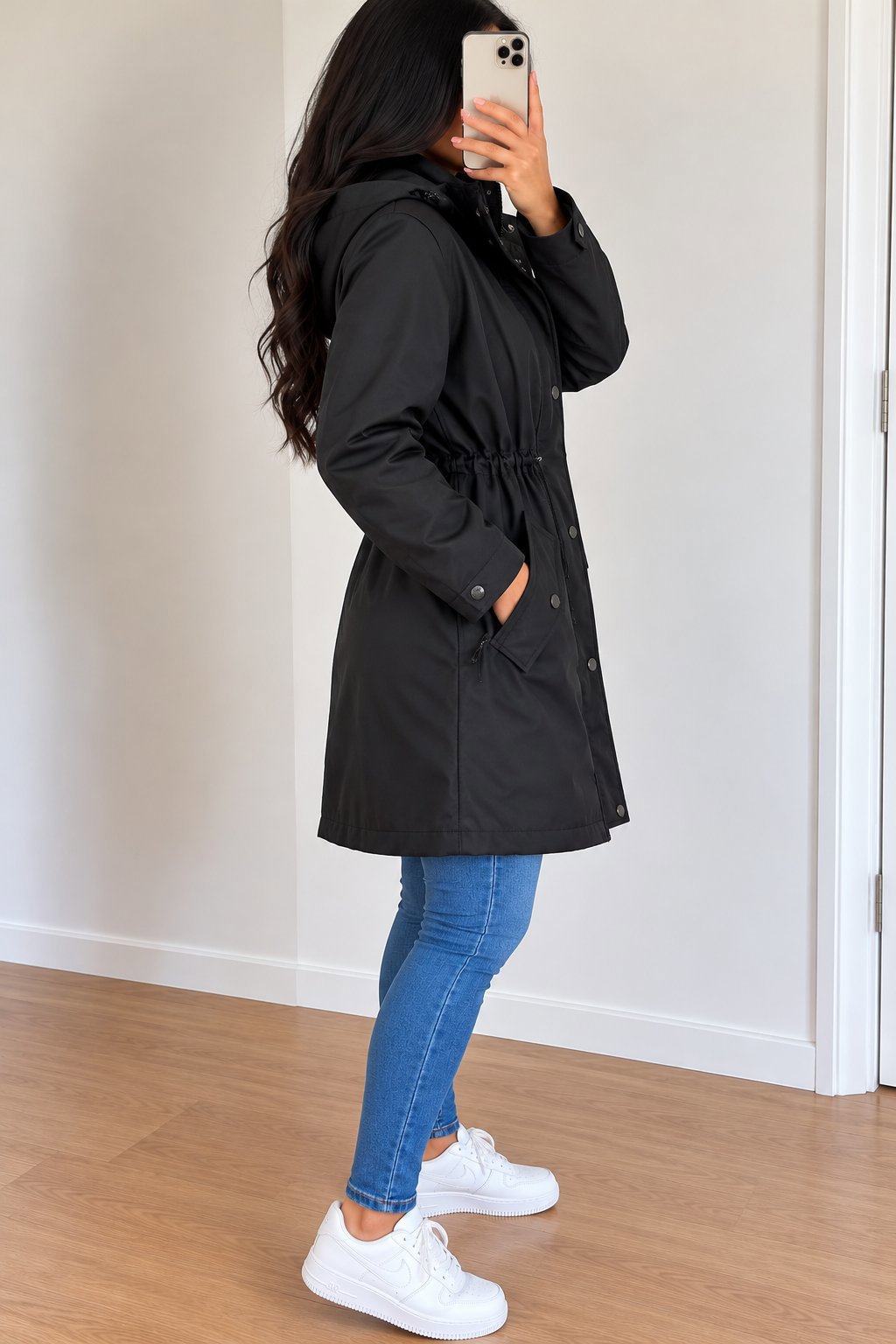 Black Hooded Waterproof Raincoat Jacket, vero model, M, New condition — preloved on SilentSale®