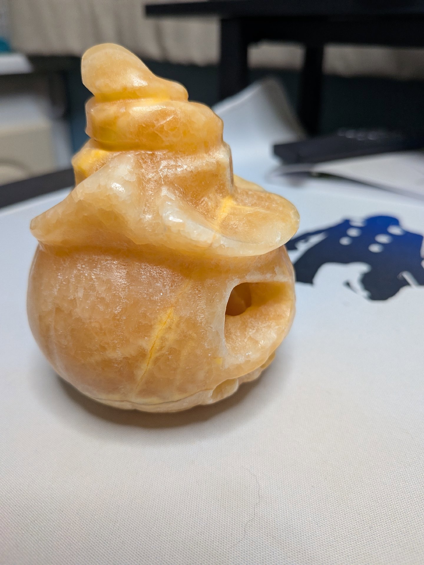 Carved yellow calcite Halloween Pumpkin tea light holder, Other, Medium, Excellent condition — preloved on SilentSale®