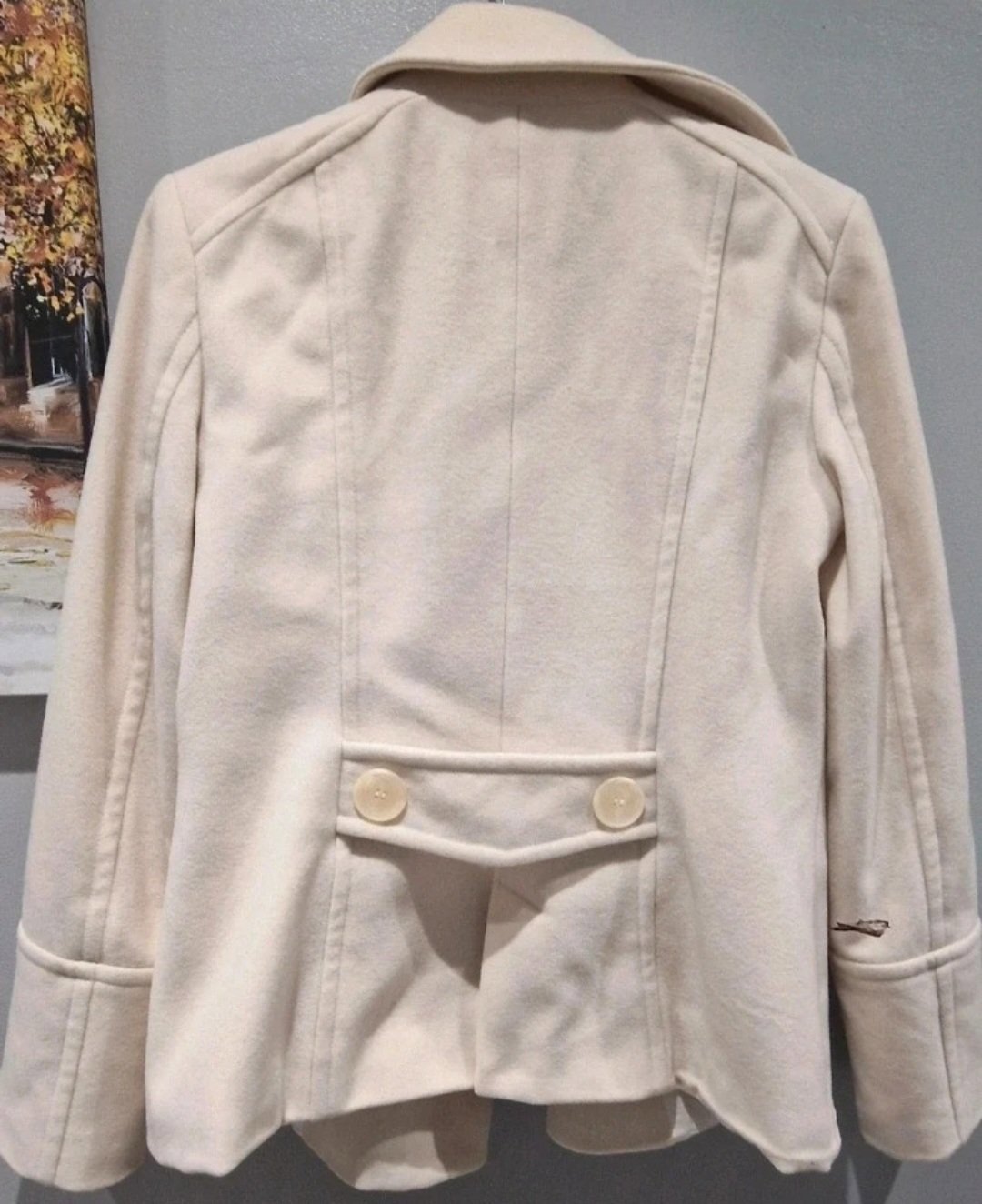  Zara Basic Cream Double-Breasted Peacoat | M / UK 12–14, Zara, 12, Excellent condition — preloved on SilentSale®