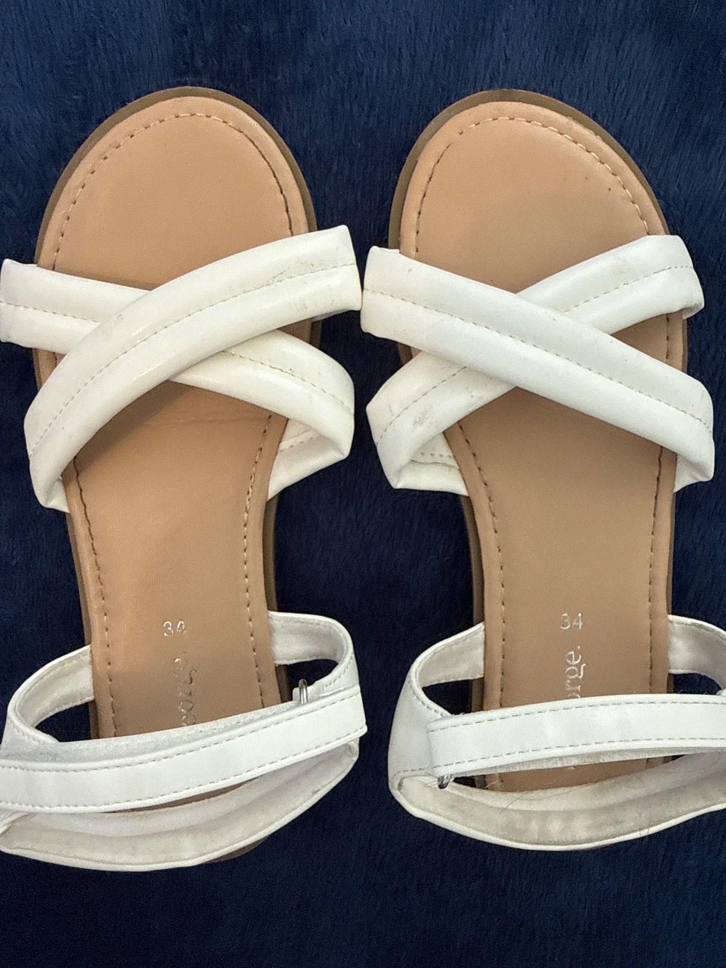Girls White Strappy Sandals, George, 1.5, Excellent condition — preloved on SilentSale®