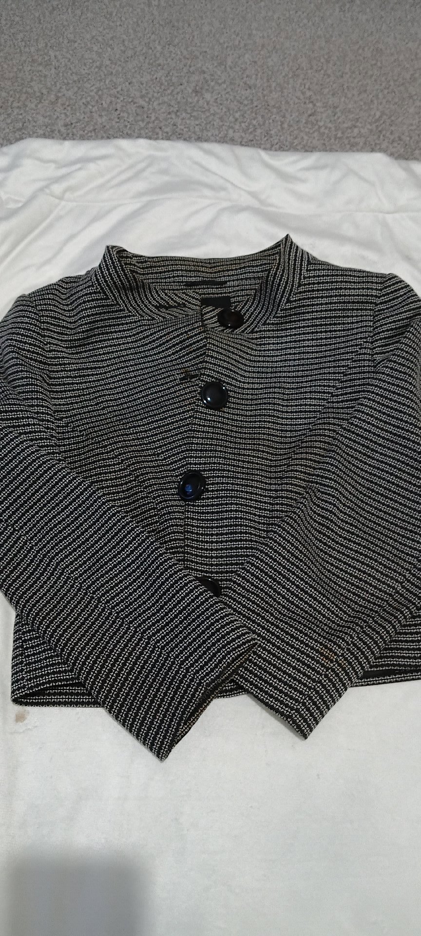 Next Black and White Patterned Button-Up Jacket – Size 12, Next, 12, Good condition — preloved on SilentSale®