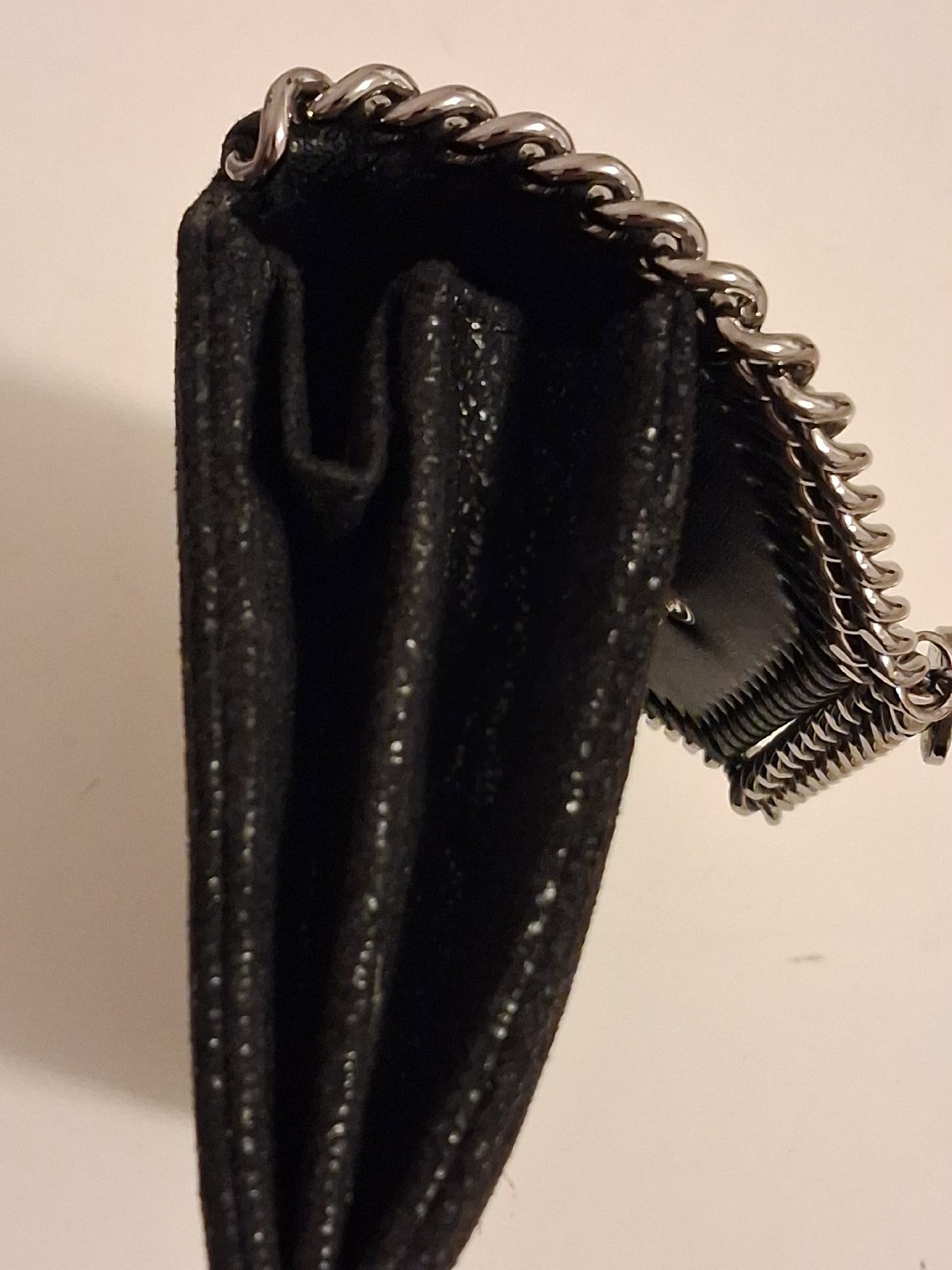 Stella McCartney Black Faux Leather Chain Detail Wallet, Stella McCartney, Medium, Excellent condition — preloved on SilentSale®