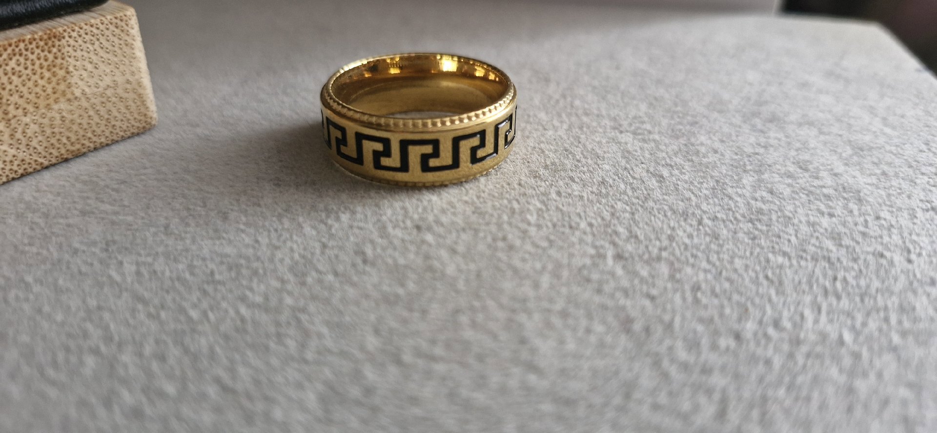Gold Tone Greek Key Pattern Ring 19mm, Gold Tone, One Size, New condition — preloved on SilentSale®