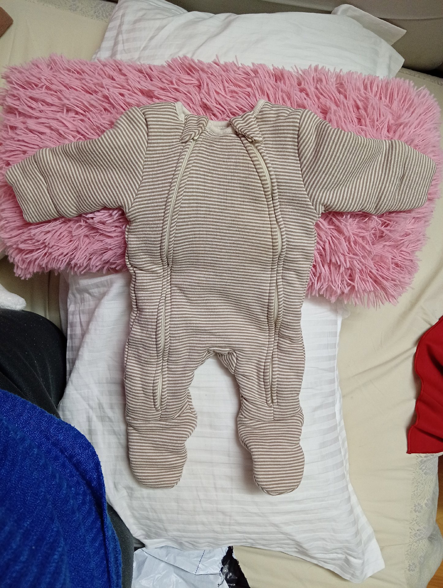 Unbranded Beige Brown Striped Baby Sleepsuit, Marks & Spencer, Newborn, New condition — preloved on SilentSale®