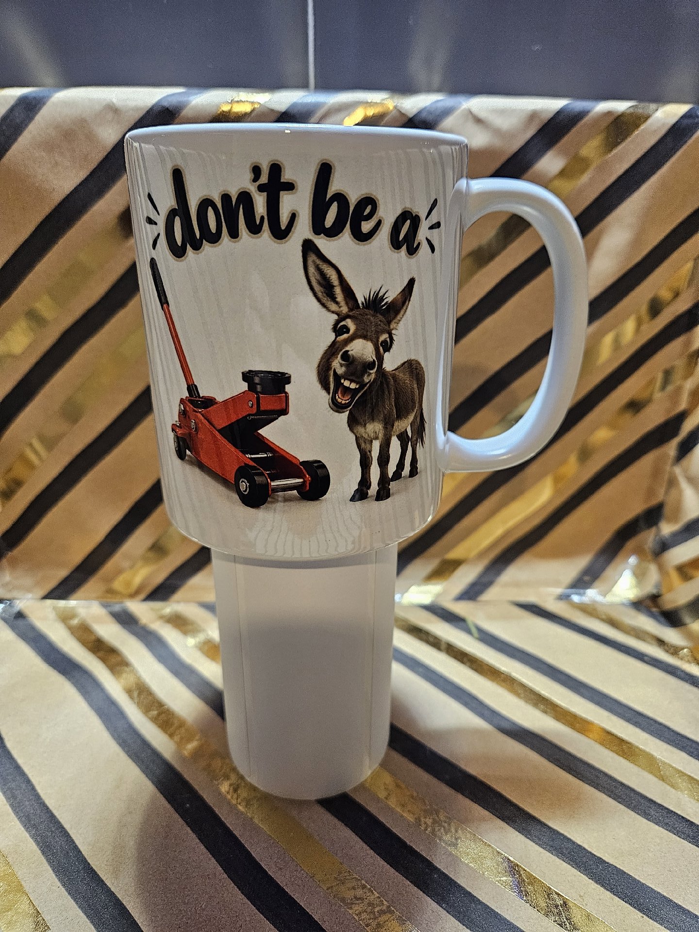 Ceramic Travel Mug Donkey Print with Handle, Unbranded, One Size, New condition — preloved on SilentSale®