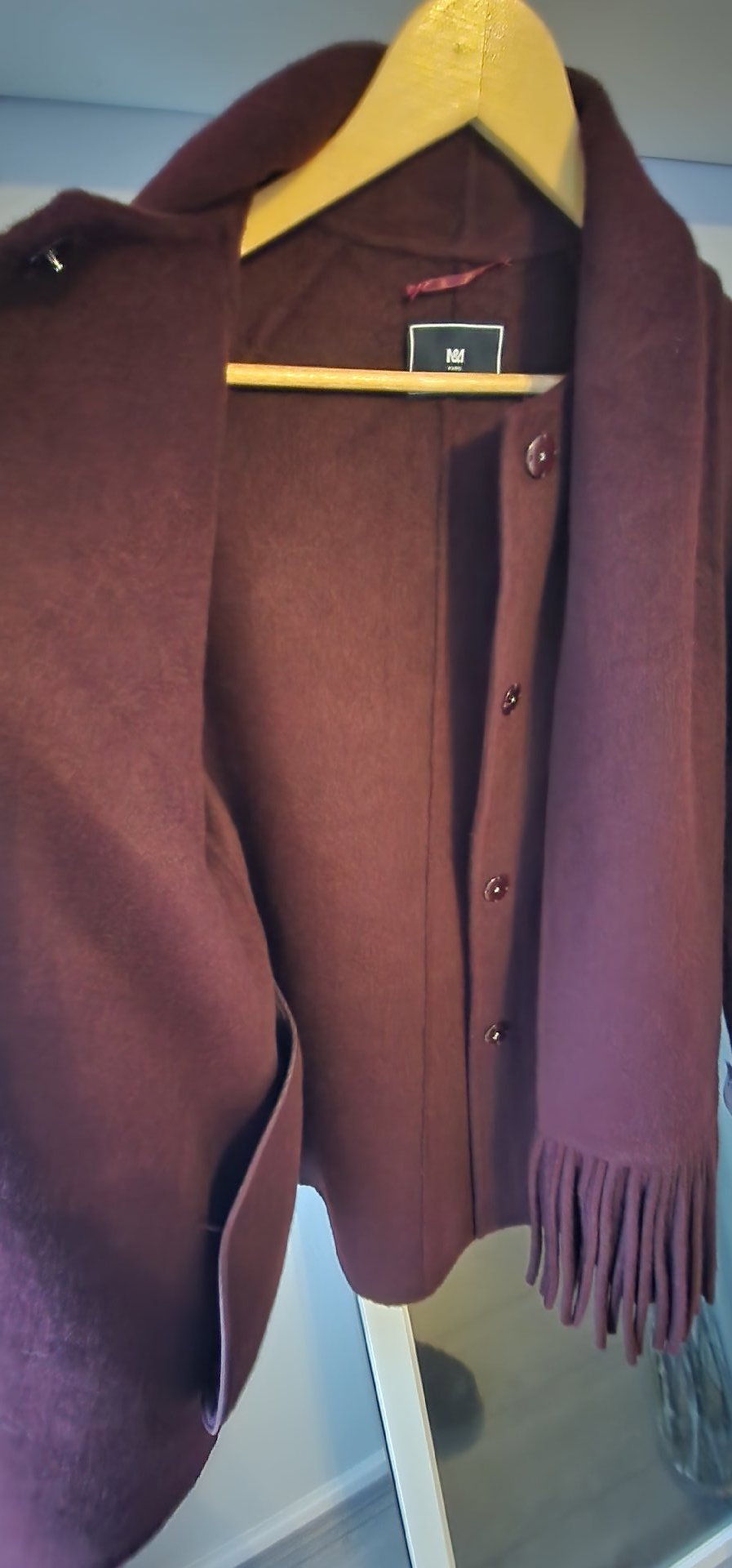 M&M Bordeaux Wool Jacket with Scarf – Size M, M&M, M, Excellent condition — preloved on SilentSale®
